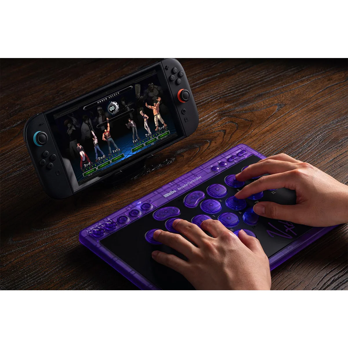 8Bitdo Arcade Controller for Nintendo Switch / Windows (Transparent Purple) (80FG) - Image 3
