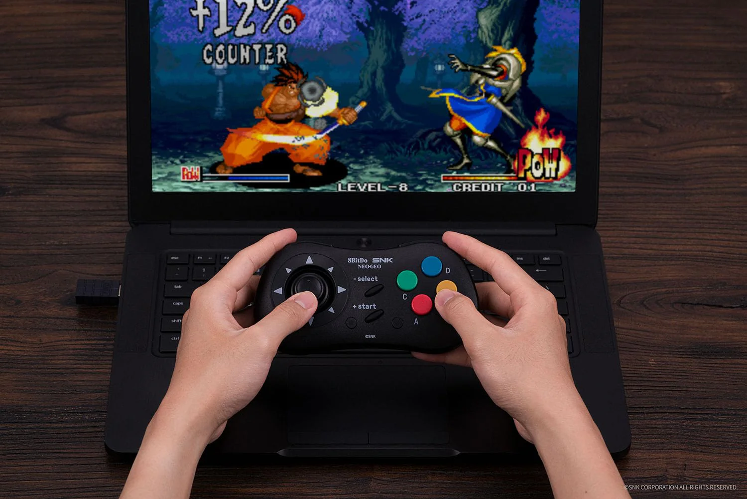 8bitdo NeoGeo Wireless Controller for Windows/ NeoGeo Mini/ Android (Black) (80HC) - Image 6