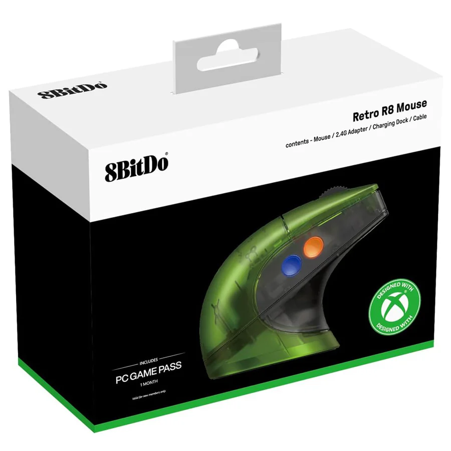 8Bitdo Retro R8 Tri-Mode Mouse with Charging Dock Xbox Edition (85CB) - Image 8