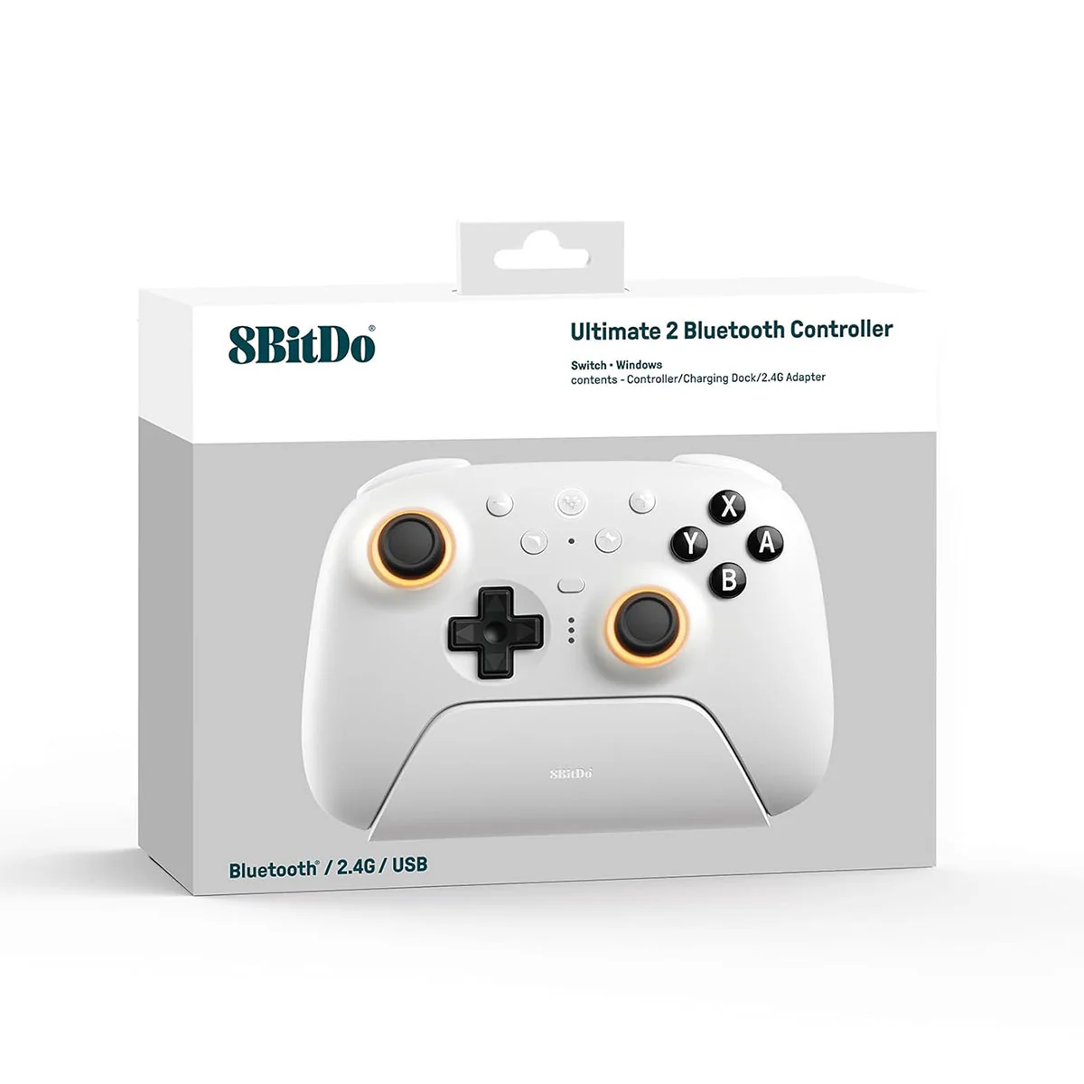 8BitDo Ultimate 2 Bluetooth Controller with TMR Joysticks, Switchable Hall Effect/ Tactile Triggers, Vibration & Motion Control, RGB Fire Ring with Charging Dock for Nintendo Switch/Windows PC/N-Switch Pro Controller (Black, White) (80ND) - Image 11