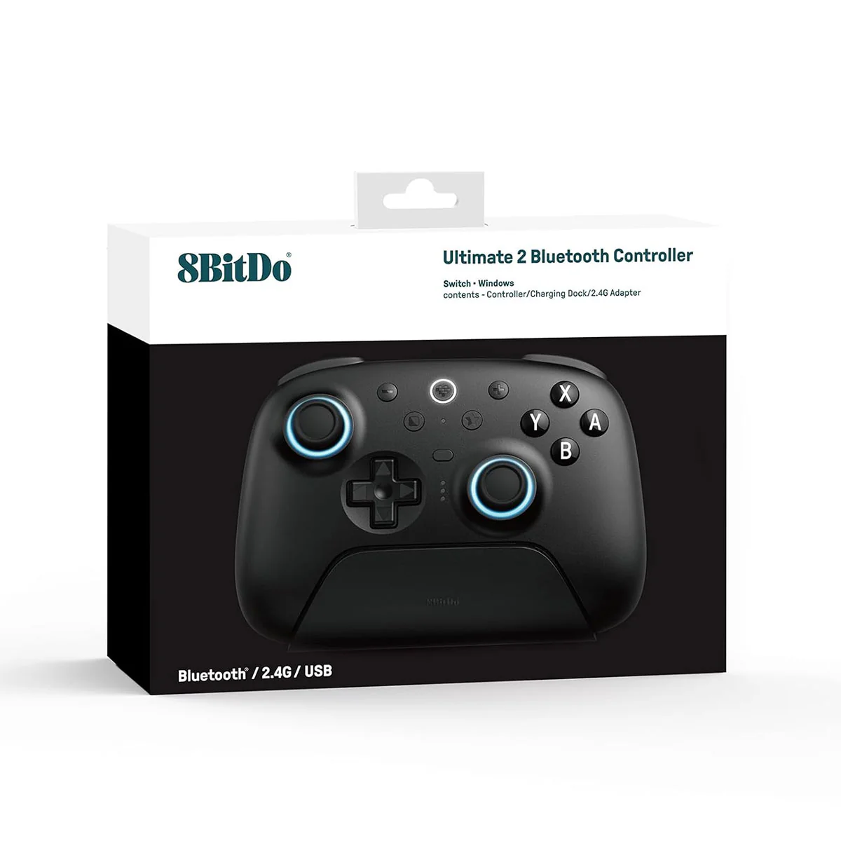 8BitDo Ultimate 2 Bluetooth Controller with TMR Joysticks, Switchable Hall Effect/ Tactile Triggers, Vibration & Motion Control, RGB Fire Ring with Charging Dock for Nintendo Switch/Windows PC/N-Switch Pro Controller (Black, White) (80ND) - Image 6