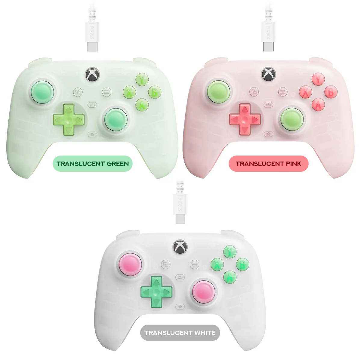 8Bitdo Ultimate Mini Wired Controller for Xbox (82CC) (Translucent Green, Translucent Pink, Translucent White) - Image 24