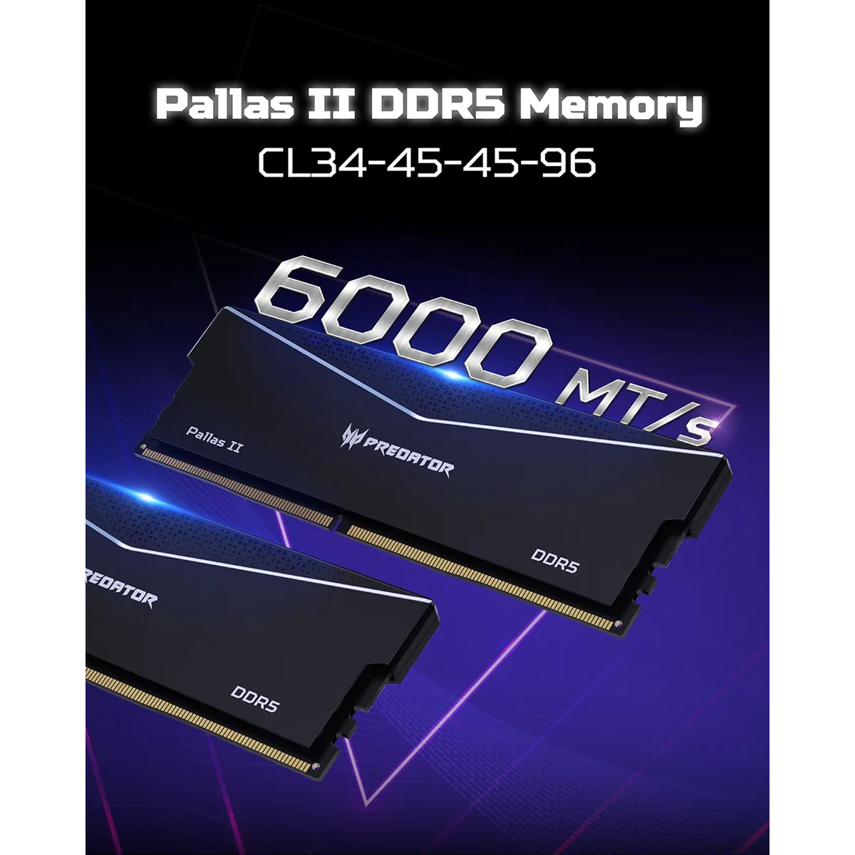 Acer Pallas II 32GB (2x16GB) 6000MHz CL36-45-45-96 AMD EXPO Ready DDR5 UDIMM (Black, Silver) - Image 4