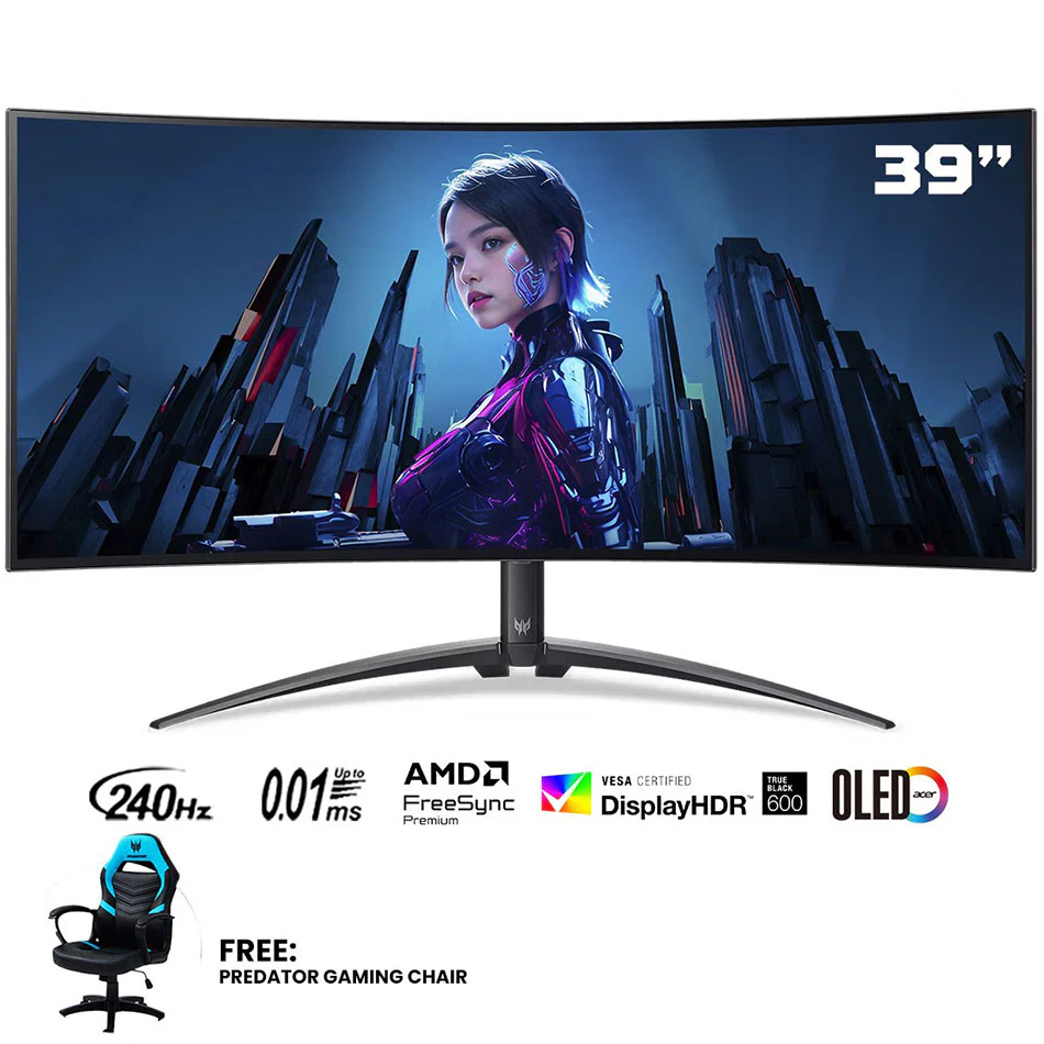 Acer Predator X39 39" UWQHD (3440x1440) 240Hz 0.01ms OLED Curved Gaming Monitor w/ Free Predator Gaming Chair