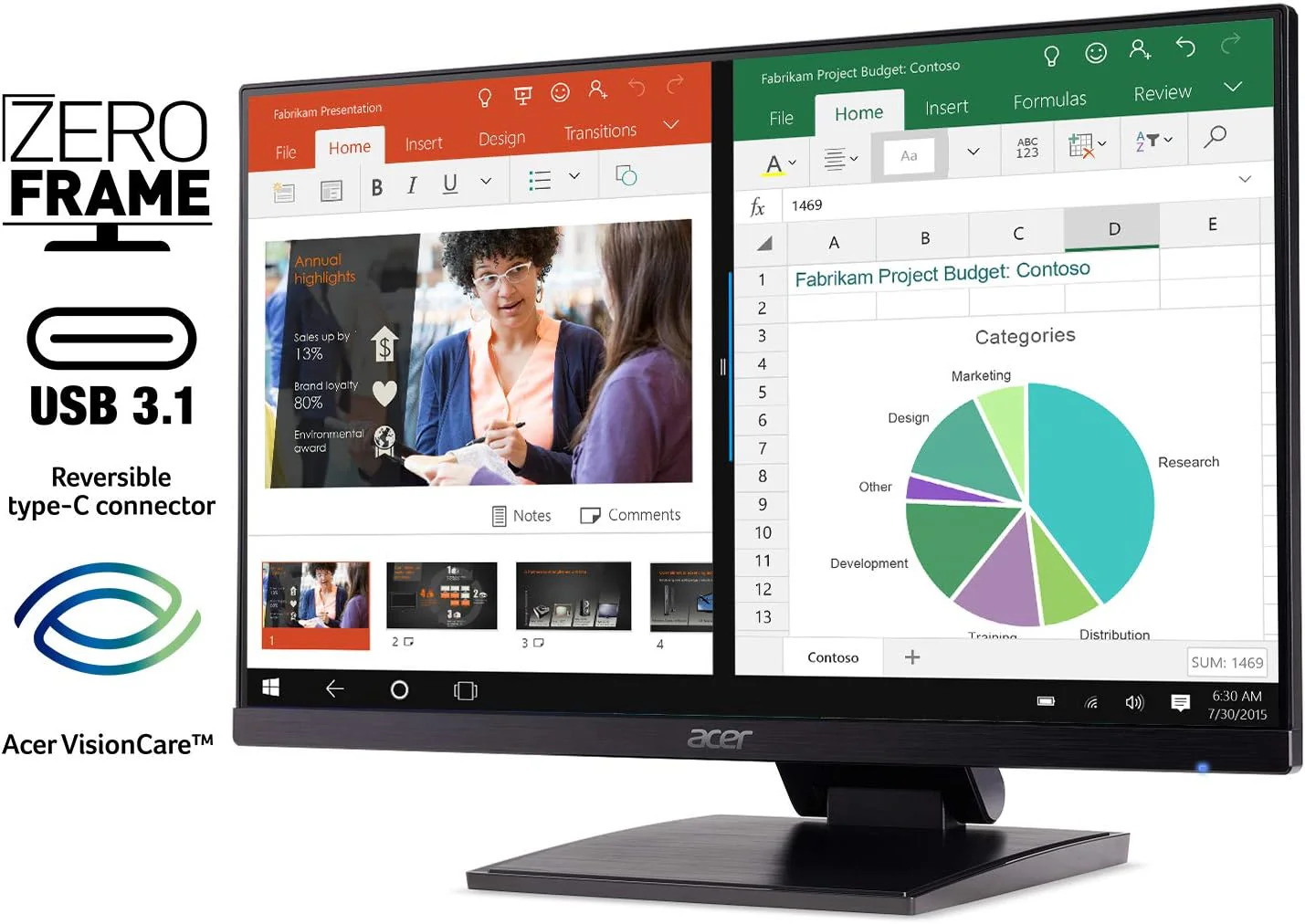Acer Touch UT241Y BMIUZX 23.8" 60Hz FHD IPS Widescreen LCD Monitor - Image 2