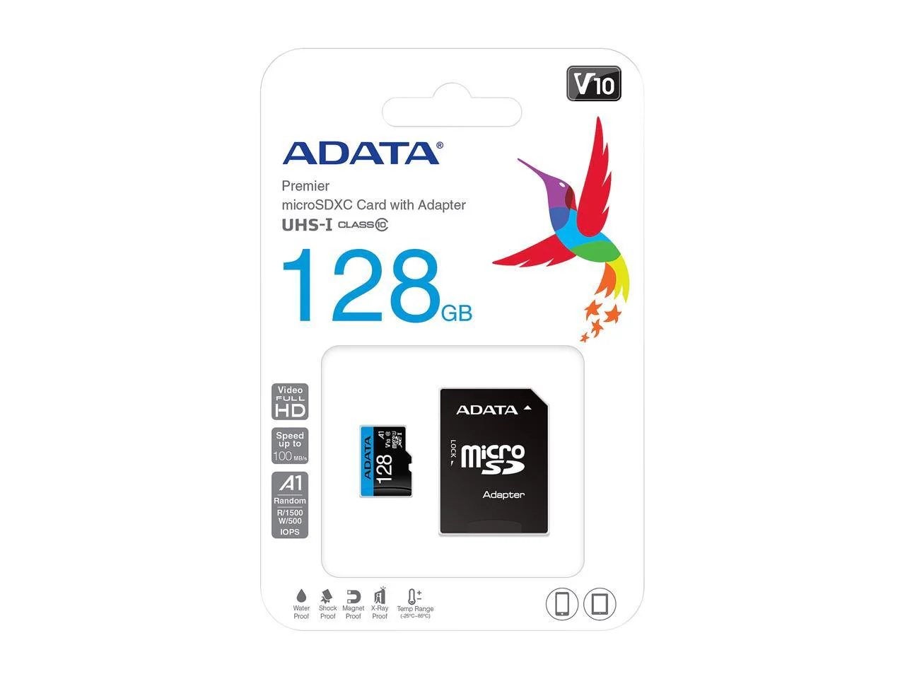 ADATA Premier 128GB MicroSDHC UHS-I Class 10 V10 A1 Memory Card With Adapter (AUSDX128GUICL10A1-RA1) - Image 3