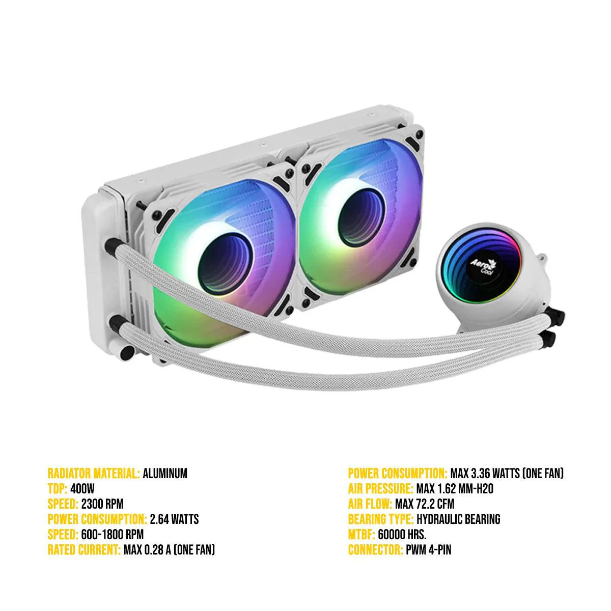 Aerocool Mirage L240 240MM ARGB Liquid Cpu Cooler (White)