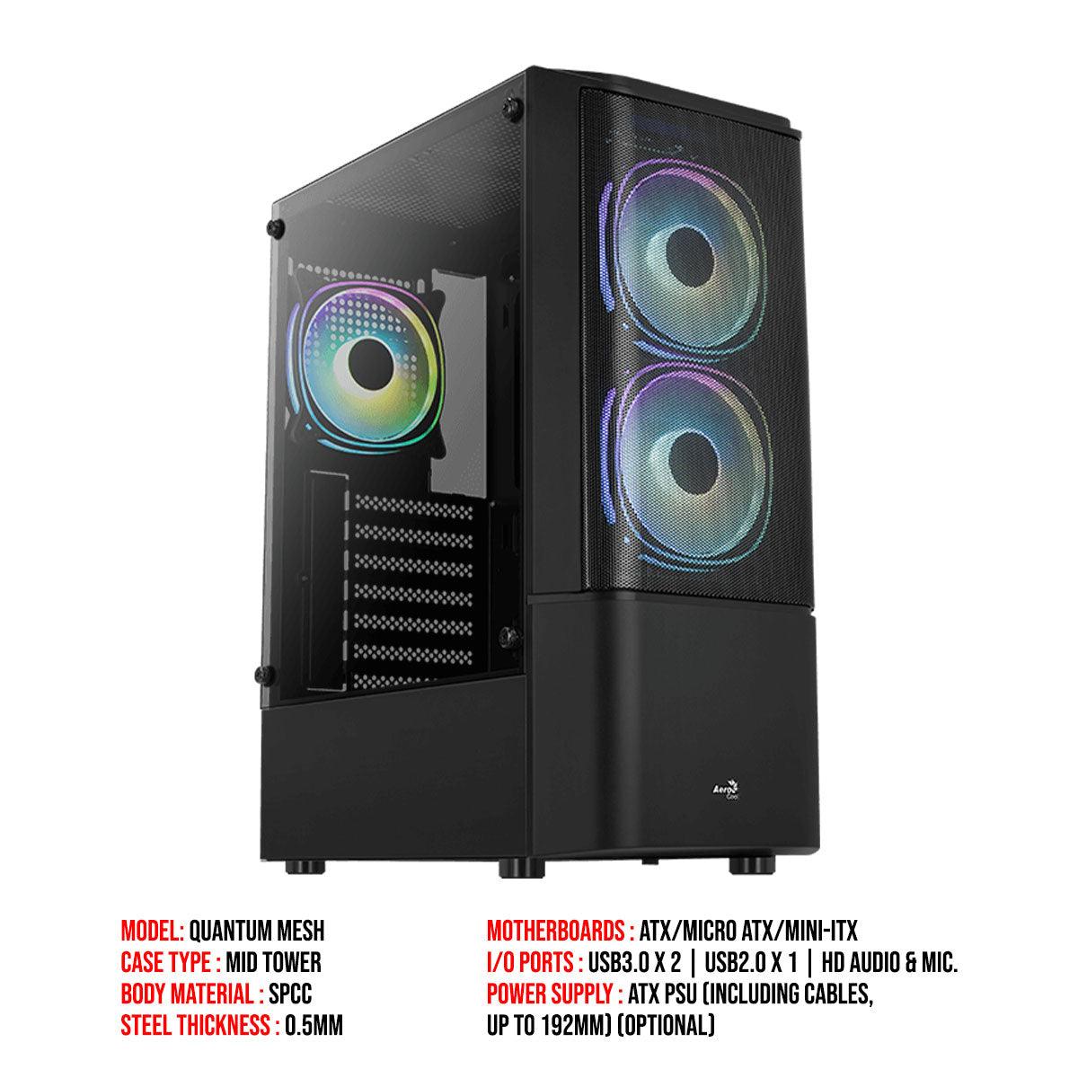 Aerocool Quantum Mesh-G-BK-V3 Mid-Tower Case (Black)