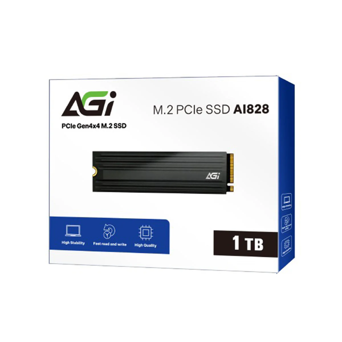 AGI AI828 1TB M.2 PCIe NVMe 4.0 Gen 4x4 7400MB/s Read/5500MB/s Write Internal SSD with Heat Sink (AGI1T0G44AI828-CB) - Image 2
