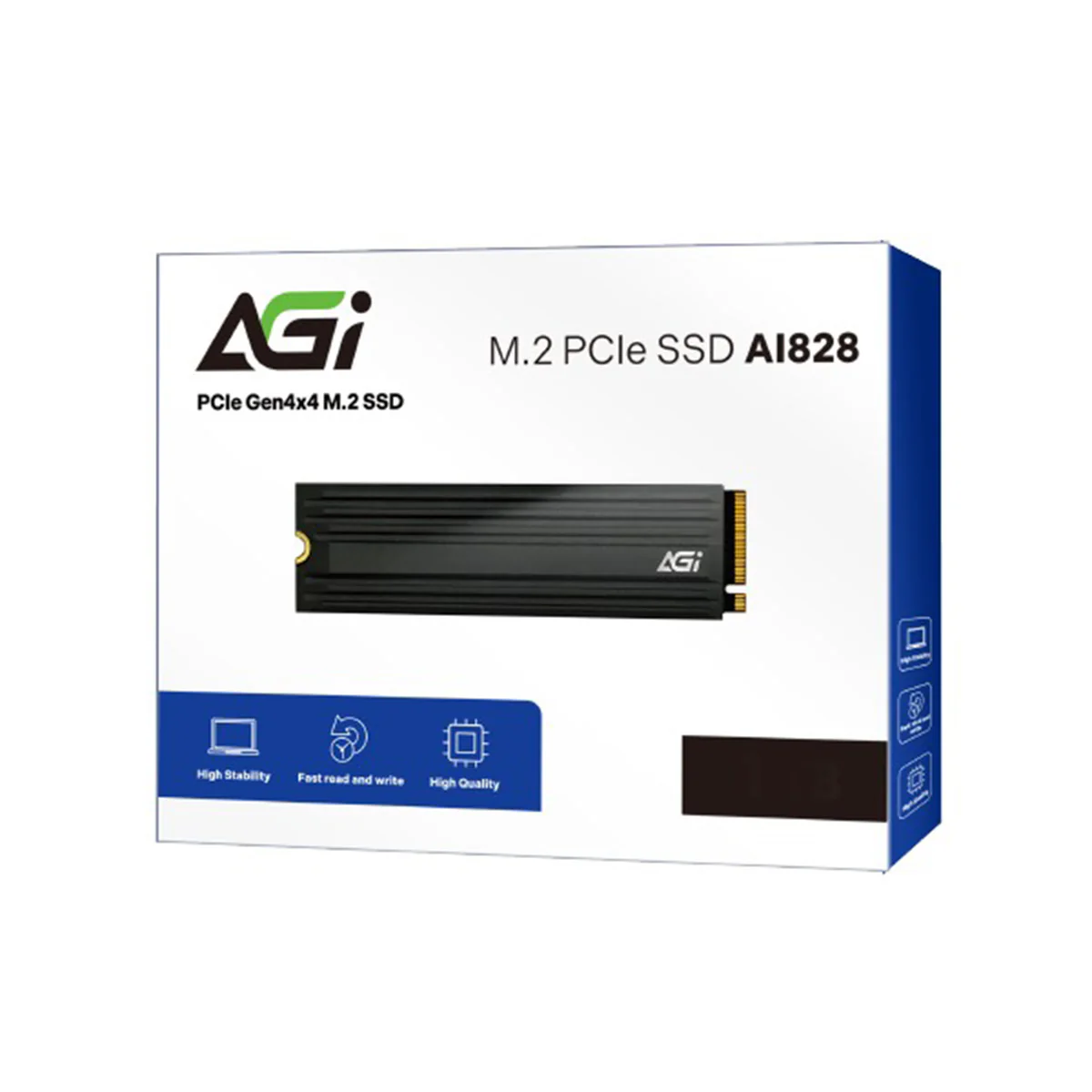 AGI AI828 2TB M.2 PCIe NVMe 4.0 Gen 4x4 7400MB/s Read/6700MB/s Write Internal SSD with Heat Sink (AGI2T0G44AI828-CB) - Image 2