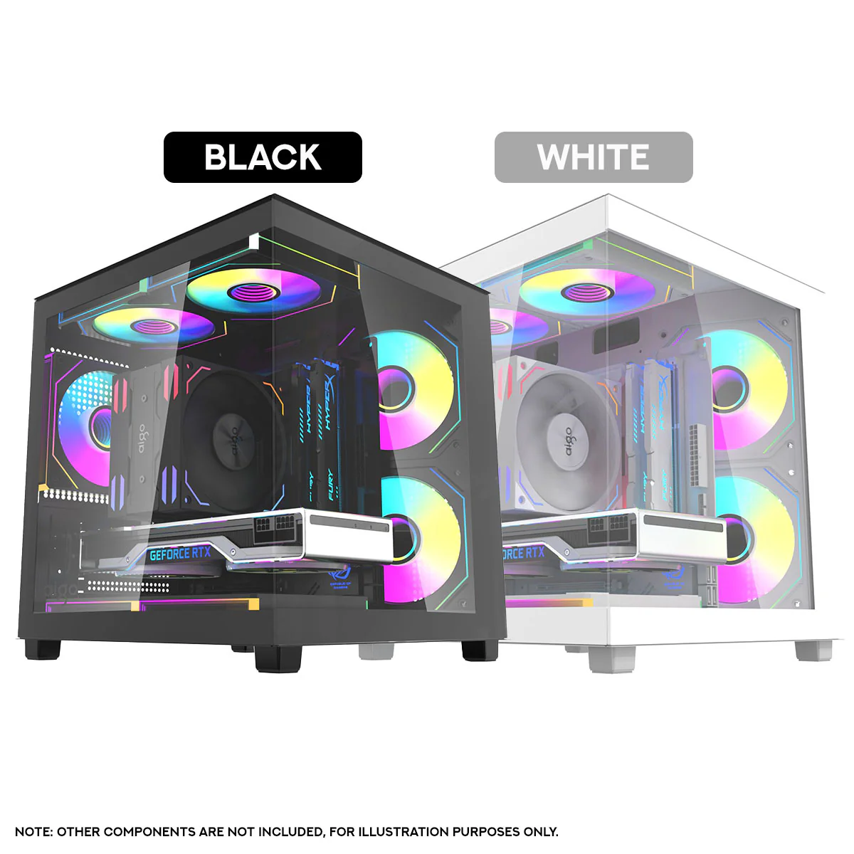 Aigo Apollo A275 Panoramic Glass M-ATX PC Case (Black, White) - Image 10
