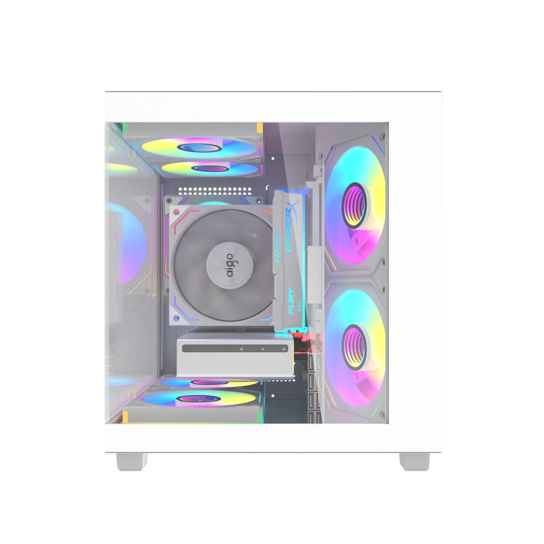 Aigo Apollo A275 Panoramic Glass M-ATX PC Case (Black, White) - Image 3