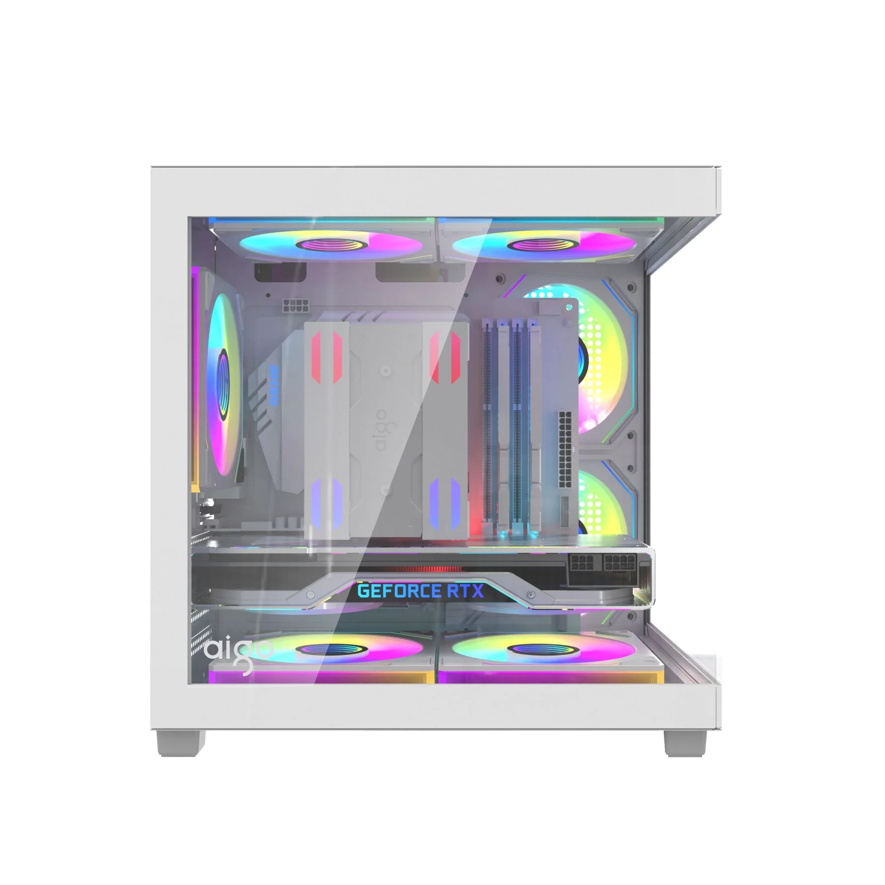 Aigo Apollo A275 Panoramic Glass M-ATX PC Case (Black, White) - Image 5