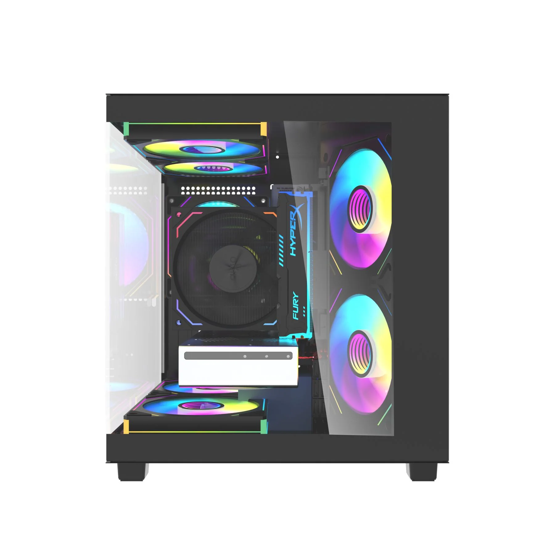 Aigo Apollo A275 Panoramic Glass M-ATX PC Case (Black, White) - Image 7