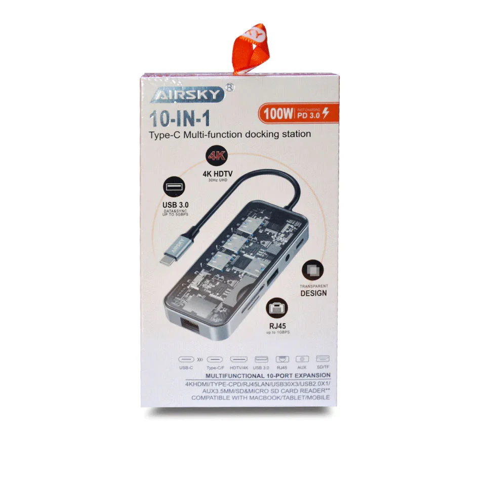 Airsky 10 In 1 Type-C Multi-Function Docking Station (HC-87) - Image 3