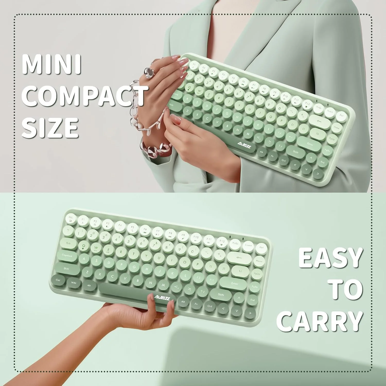 Ajazz 308I 84-Keys Bluetooth Wireless Membrane Keyboard (Milk Green) - Image 11