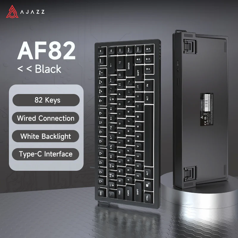 Ajazz AF82 White Light 82 Keys Wired Membrane Keyboard (Black) - Image 3