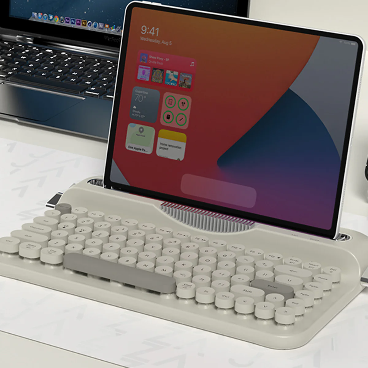 Ajazz AF84 Dual-Mode 84-Keys Membrane Keyboard (White/Grey) - Image 2