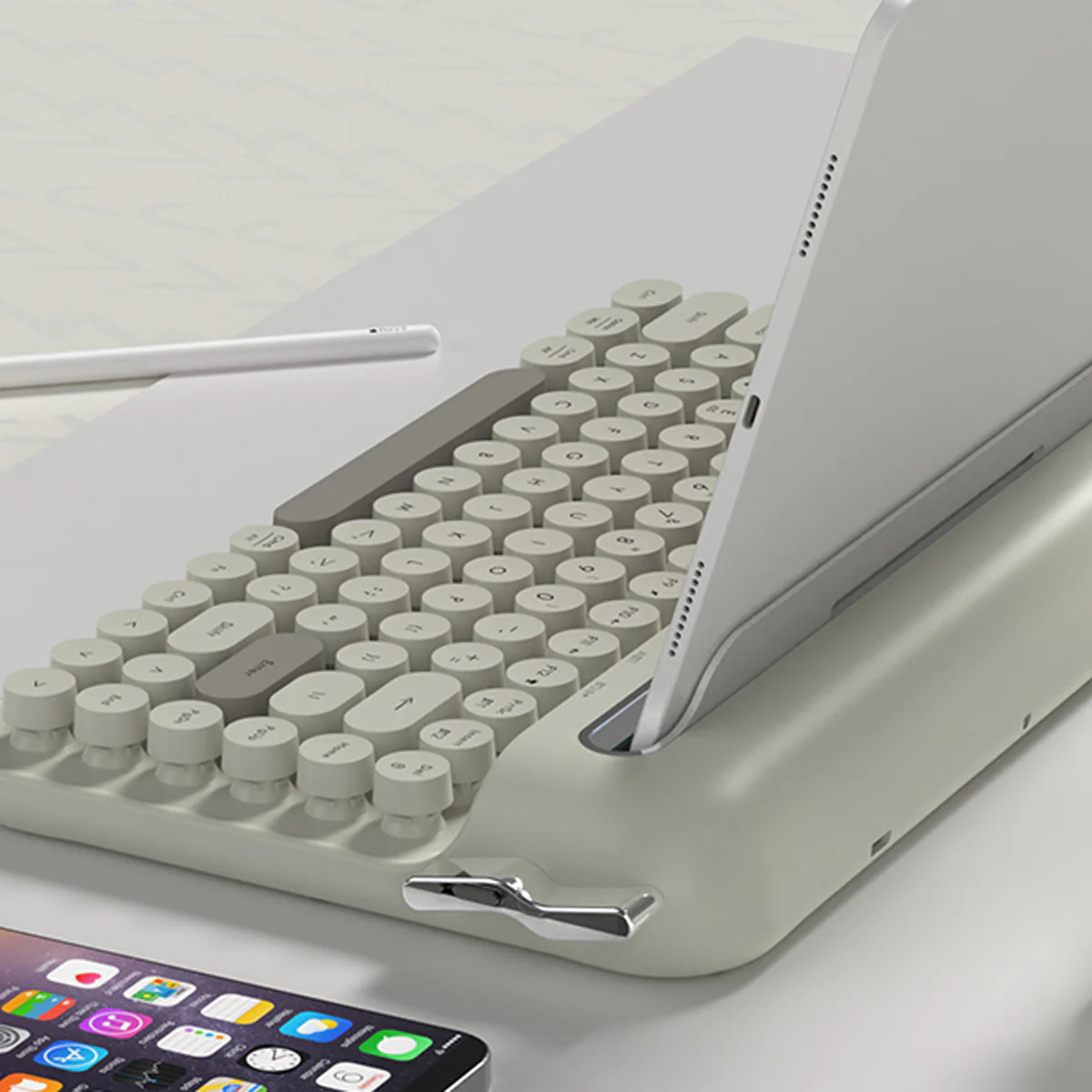 Ajazz AF84 Dual-Mode 84-Keys Membrane Keyboard (White/Grey) - Image 5