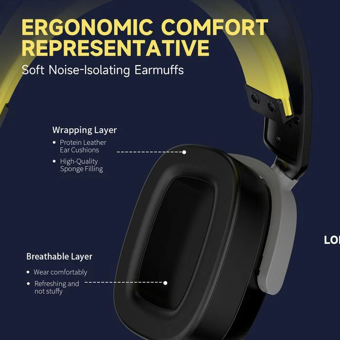 Ajazz AHM09 MAX Tri-mode Headphone (Grey/White, Black/Grey/Yellow) - Image 5