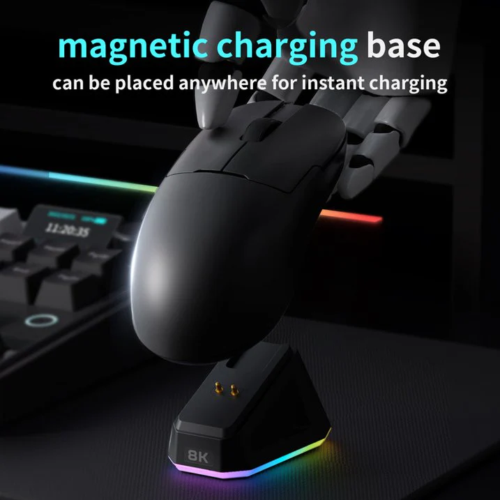 Ajazz AJ159 Pro Tri-Mode Gaming Mouse (Black, White) - Image 7