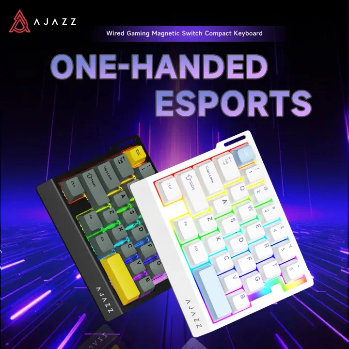 Ajazz AK029 RGB Wired 29-Keys Hot-Swappable Mechanical Keyboard (White/Blue) (Magnetic Switch) - Image 7