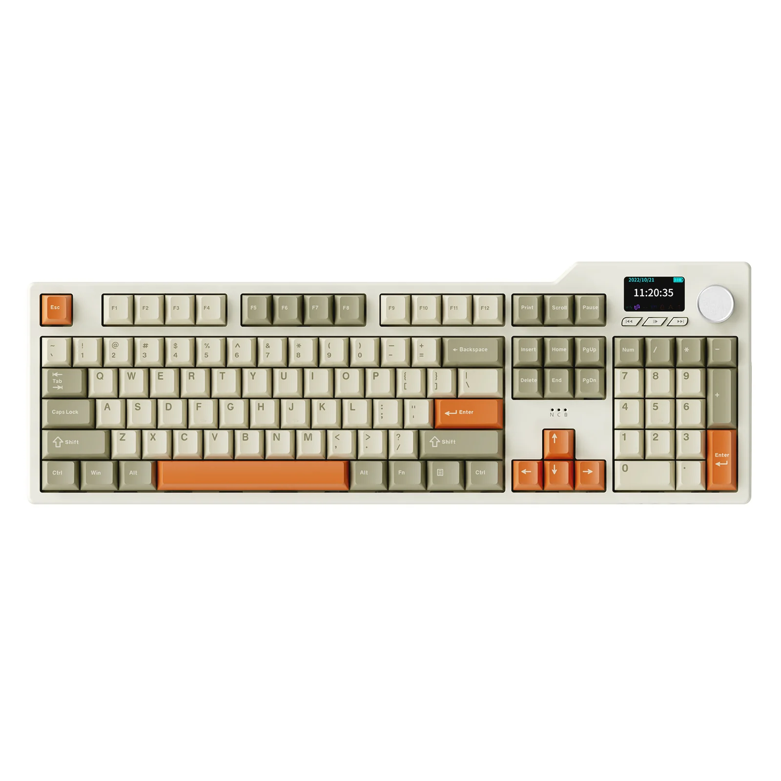 Ajazz AK35I V3 Max RGB Tri-Mode 100% 104-Keys Gasket-mounted Hot-Swappable Mechanical Keyboard with 1.14" TFT Display Screen & Knob (Grey/Cream/Orange) (Avocado Switch) - Image 2