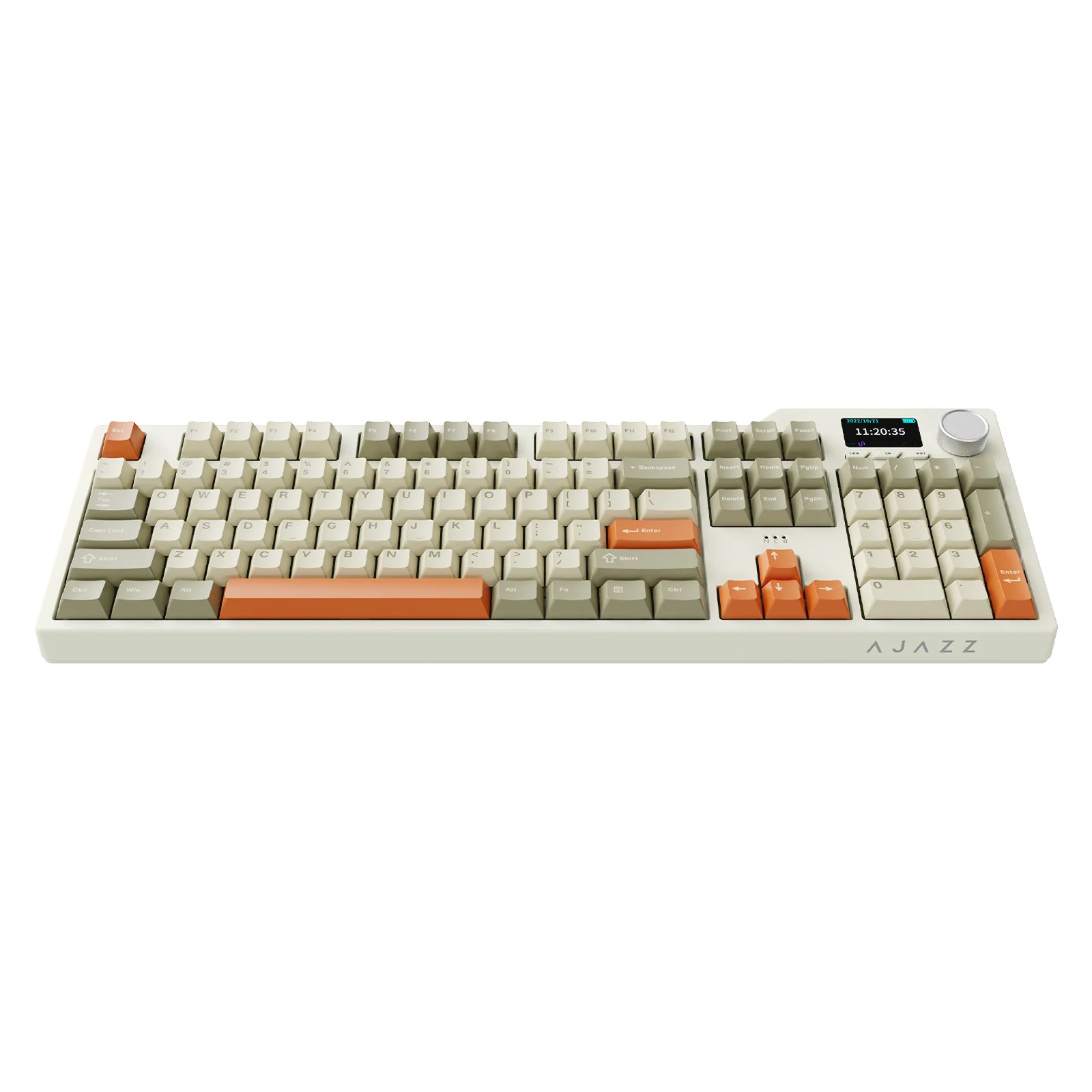 Ajazz AK35I V3 Max RGB Tri-Mode 100% 104-Keys Gasket-mounted Hot-Swappable Mechanical Keyboard with 1.14" TFT Display Screen & Knob (Grey/Cream/Orange) (Avocado Switch) - Image 3