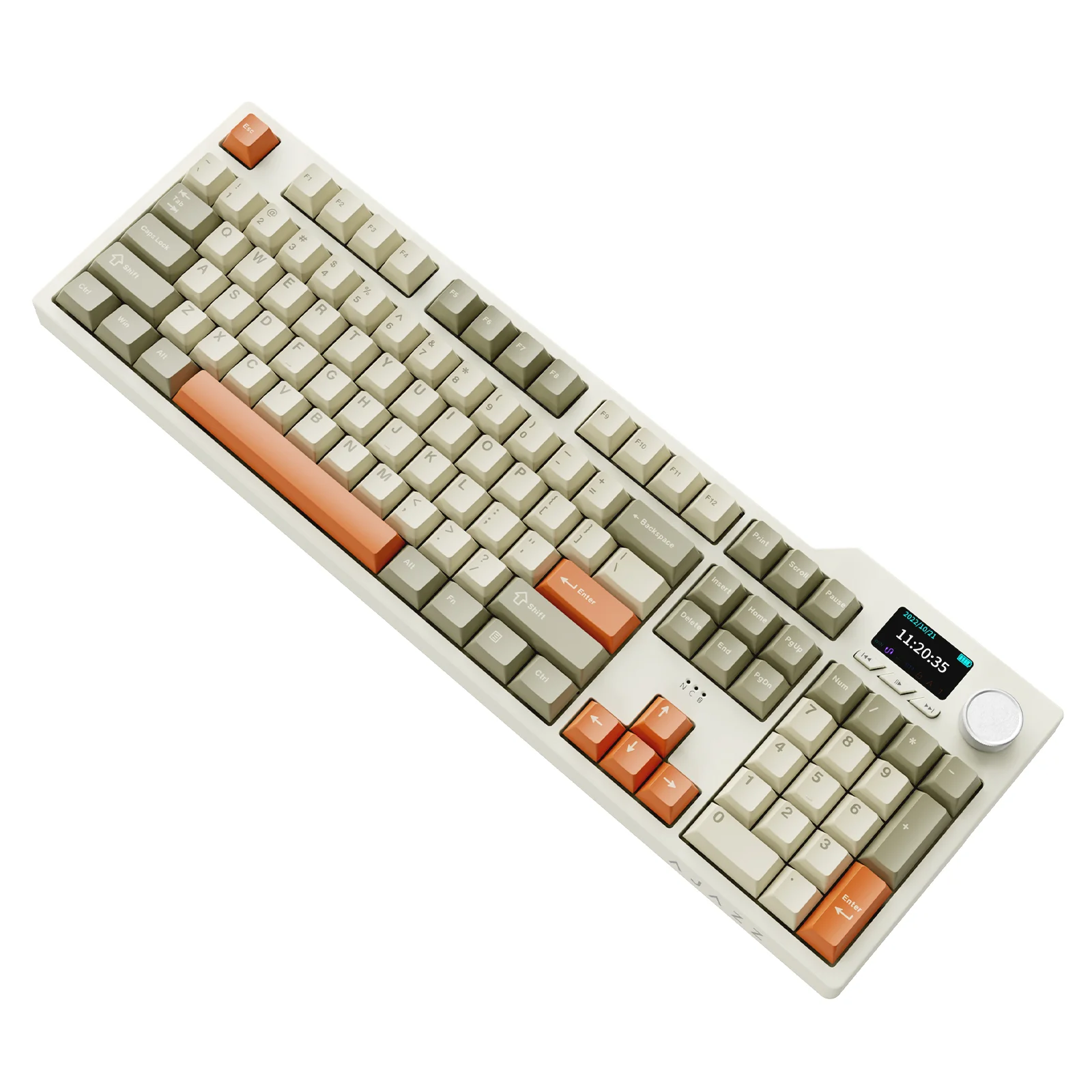 Ajazz AK35I V3 Max RGB Tri-Mode 100% 104-Keys Gasket-mounted Hot-Swappable Mechanical Keyboard with 1.14" TFT Display Screen & Knob (Grey/Cream/Orange) (Avocado Switch) - Image 5
