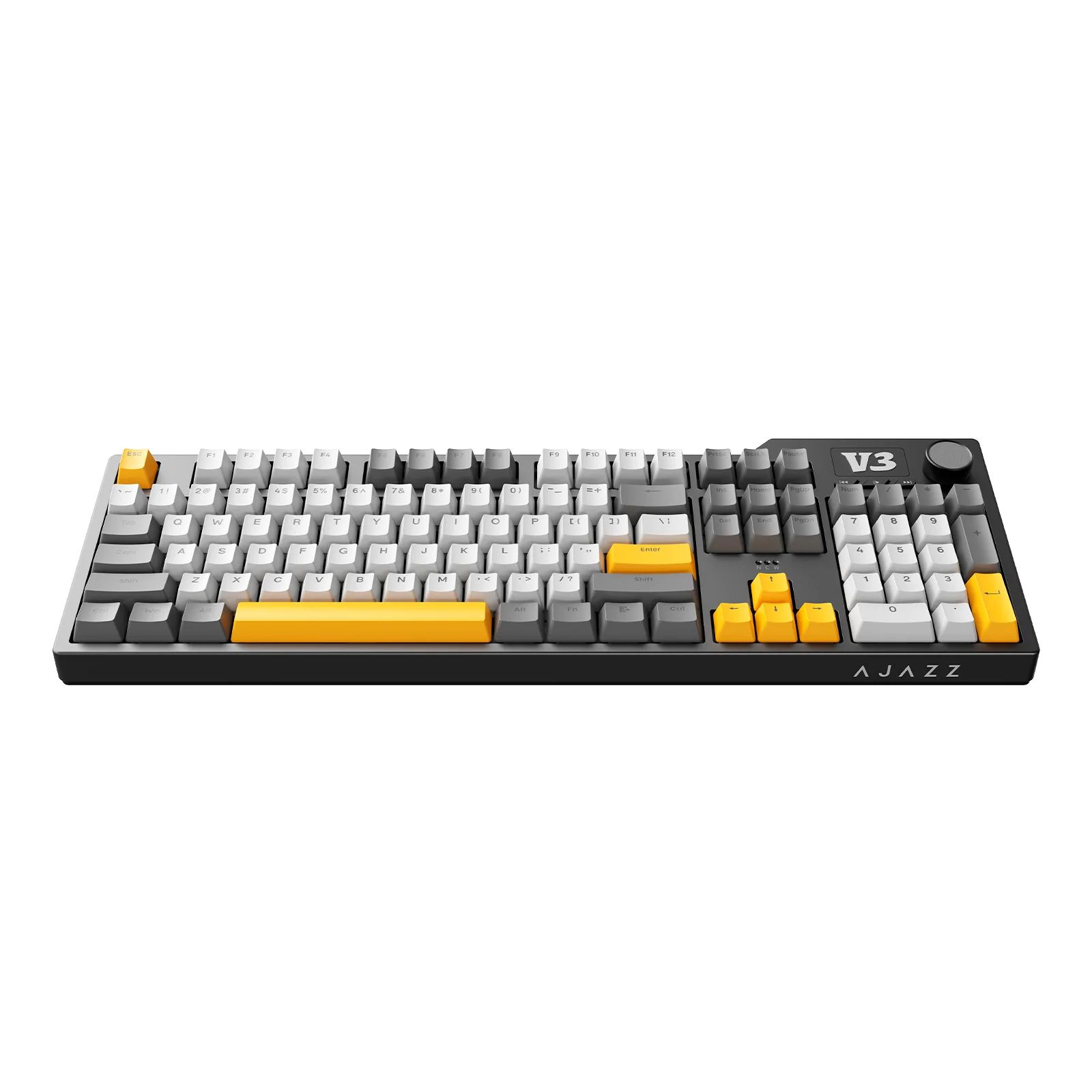 Ajazz AK35I V3 Wired 100% 104-Keys Gasket-mounted Hot Swappable Mechanical Keyboard (Black/Cream/Yellow) (Sea Salt Switch, Hyacinth Switch) - Image 4
