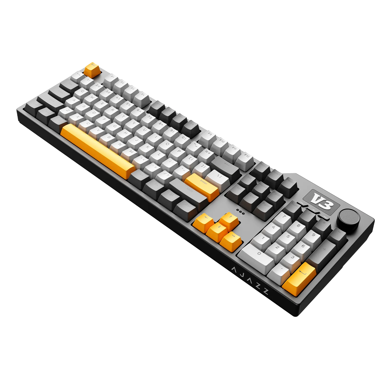 Ajazz AK35I V3 Wired 100% 104-Keys Gasket-mounted Hot Swappable Mechanical Keyboard (Black/Cream/Yellow) (Sea Salt Switch, Hyacinth Switch) - Image 5