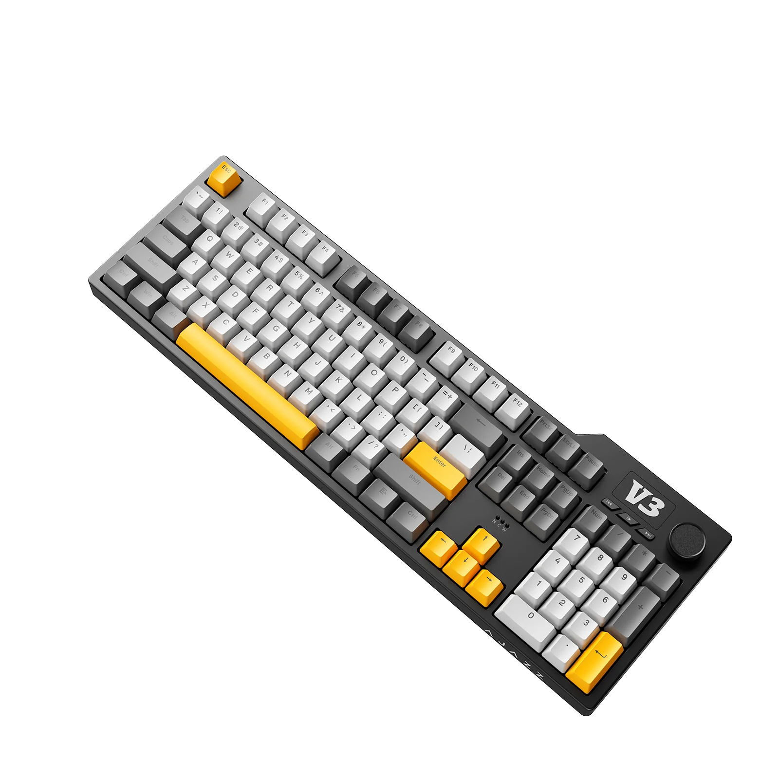 Ajazz AK35I V3 Wired 100% 104-Keys Gasket-mounted Hot Swappable Mechanical Keyboard (Black/Cream/Yellow) (Sea Salt Switch, Hyacinth Switch) - Image 6