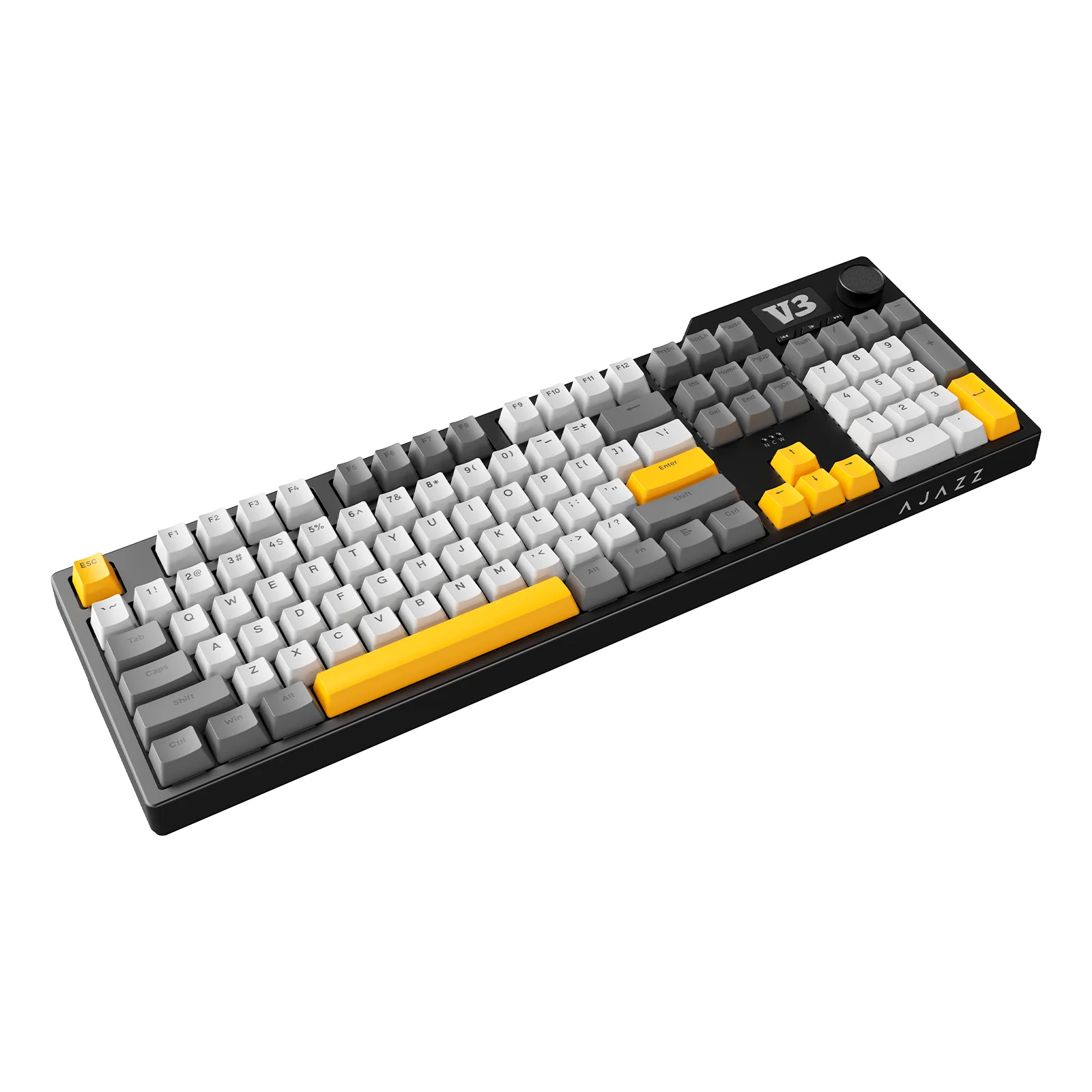 Ajazz AK35I V3 Wired 100% 104-Keys Gasket-mounted Hot Swappable Mechanical Keyboard (Black/Cream/Yellow) (Sea Salt Switch, Hyacinth Switch) - Image 7