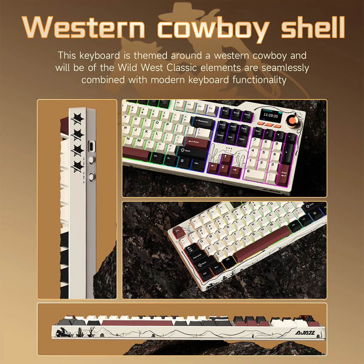 Ajazz AK35I V4 RGB Tri-Mode 100% 104-Keys Gasket-mounted Hot-Swappable Mechanical Keyboard (Purple/White/Blue) (Avocado Switch) - Image 5