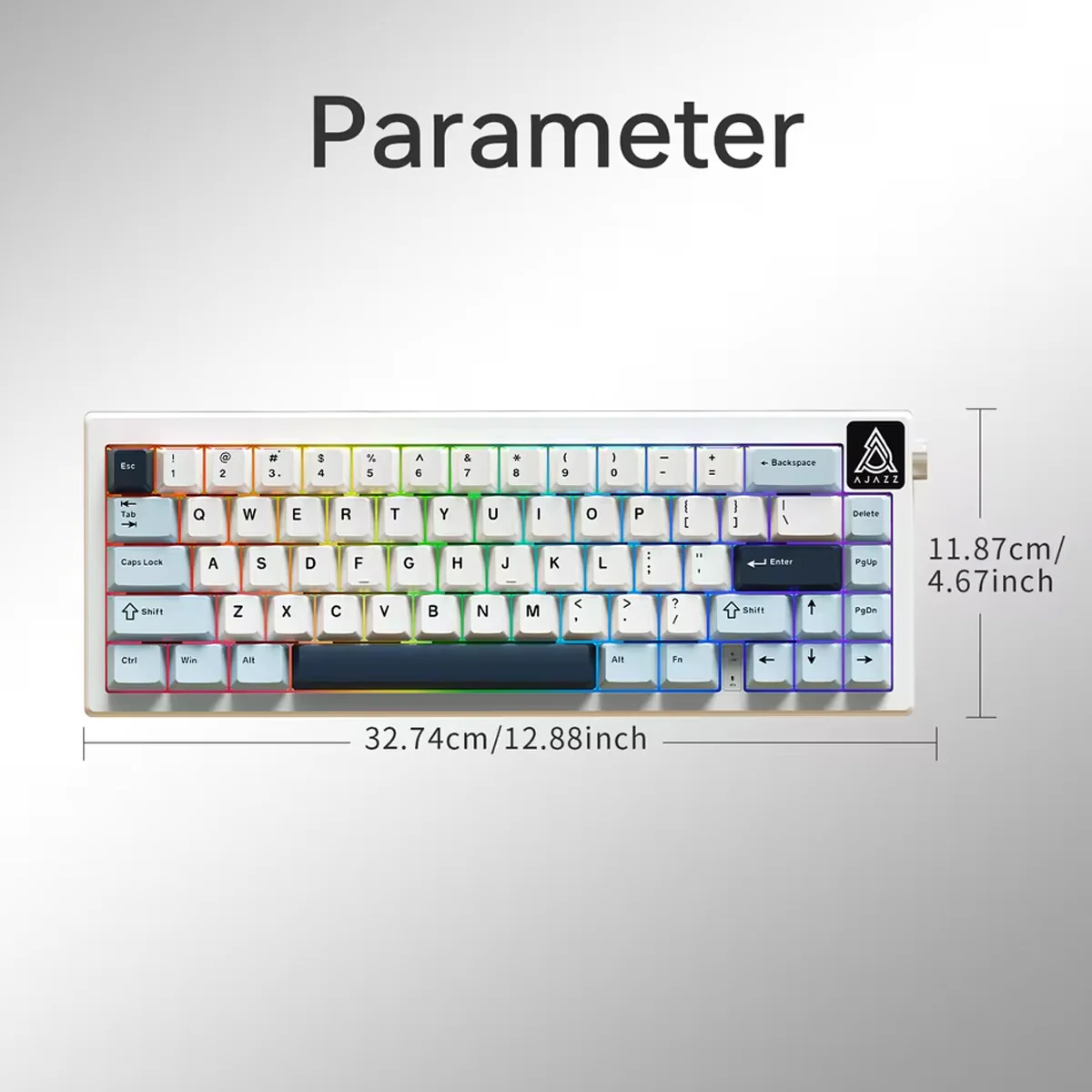 Ajazz AK650 RGB Wired 66-Key Gasket-Mounted Hot-Swappable Mechanical Keyboard (Blue/White/Blue) (Sea Salt Switch) - Image 4