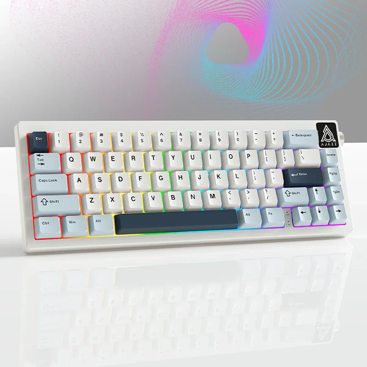 Ajazz AK650 RGB Wired 66-Key Gasket-Mounted Hot-Swappable Mechanical Keyboard (Blue/White/Blue) (Sea Salt Switch) - Image 5