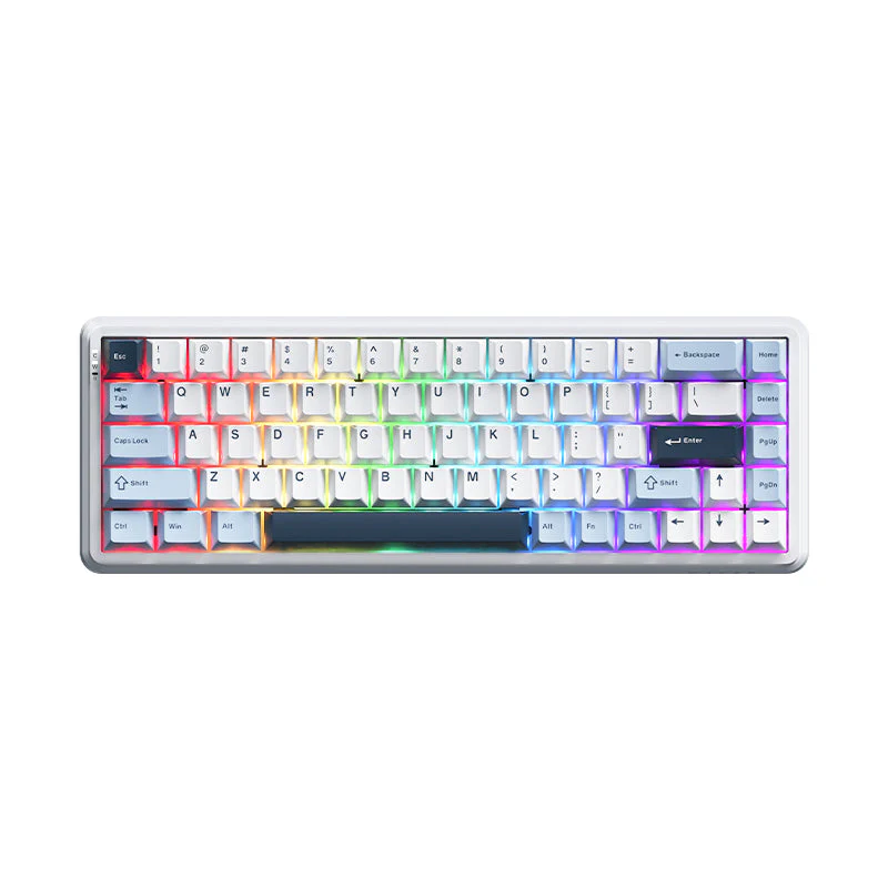 Ajazz AK680 Max RGB Tri-Mode 68-Keys Aluminum Positioning Plate Gasket-Mounted South Facing (1K Wireless + 8K Wired) Polling Rate Hot Swappable Mechanical Keyboard (Blue/White/Blue) (Magnetic Grain Switch) - Image 2