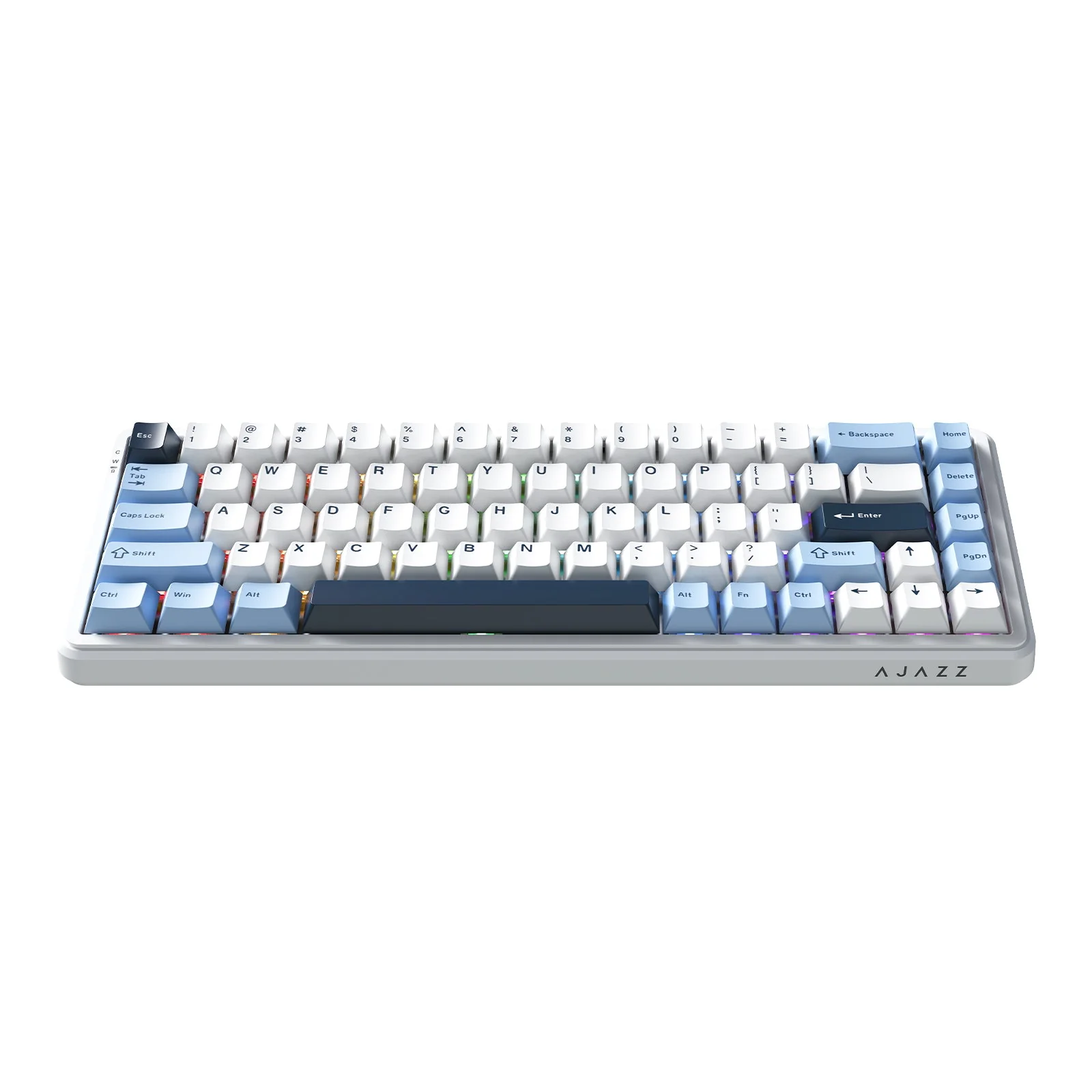 Ajazz AK680 Max RGB Tri-Mode 68-Keys Aluminum Positioning Plate Gasket-Mounted South Facing (1K Wireless + 8K Wired) Polling Rate Hot Swappable Mechanical Keyboard (Blue/White/Blue) (Magnetic Grain Switch) - Image 3