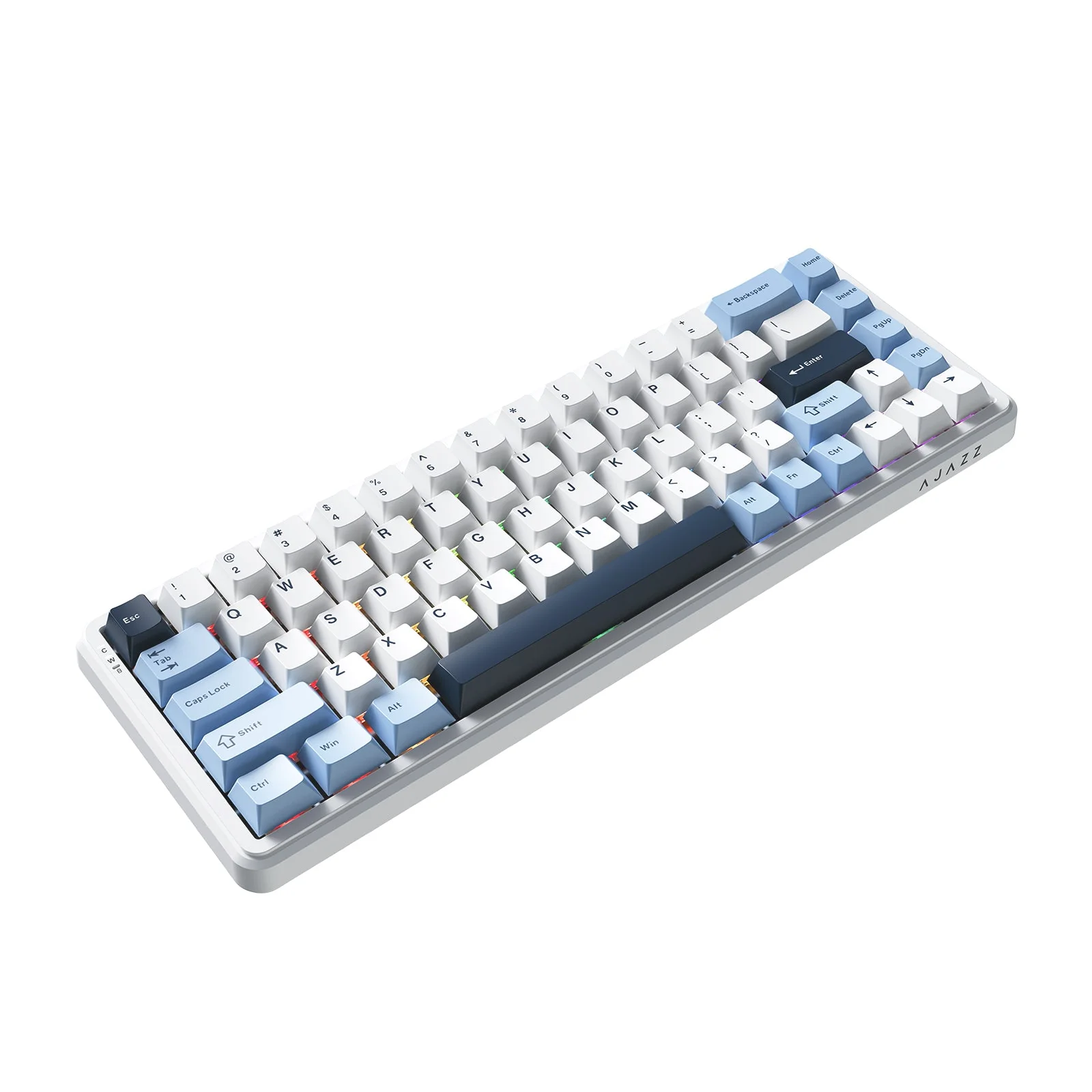 Ajazz AK680 Max RGB Tri-Mode 68-Keys Aluminum Positioning Plate Gasket-Mounted South Facing (1K Wireless + 8K Wired) Polling Rate Hot Swappable Mechanical Keyboard (Blue/White/Blue) (Magnetic Grain Switch) - Image 6
