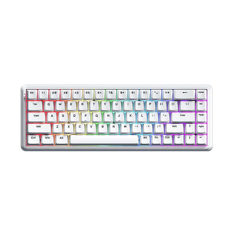 Ajazz AK680 Max RGB Tri-Mode 68-Keys Aluminum Positioning Plate Gasket-Mounted South Facing (1K Wireless + 8K Wired) Polling Rate Hot Swappable Mechanical Keyboard (White) (Magnetic Grain Hifi Switch) - Image 2