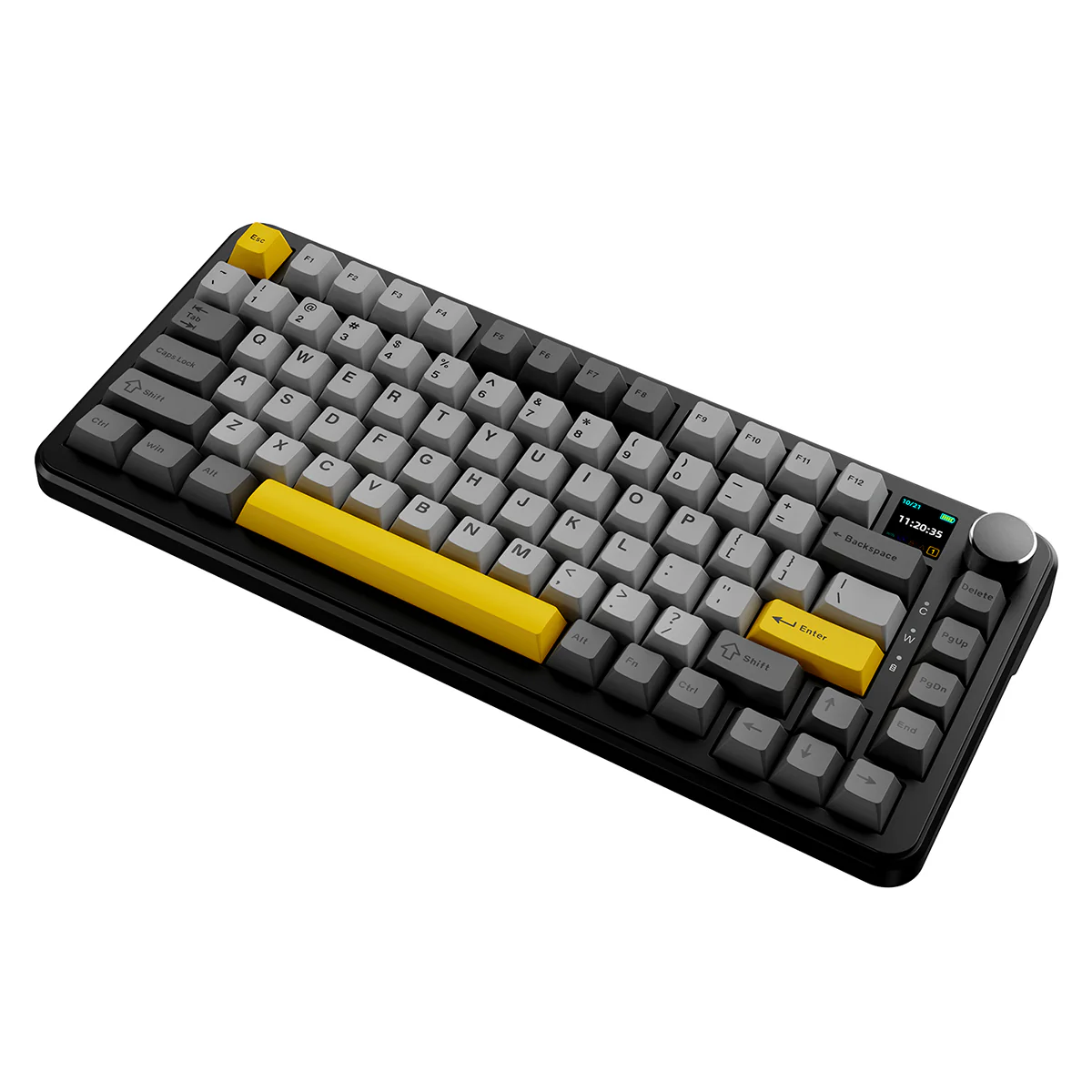 Ajazz AK820 Max RGB Tri-Mode 75% 81-Keys Gasket-mounted Hot Swappable Mechanical Keyboard with 1.14" TFT Display Screen & Knob (Black/Grey/Yellow) (Magnetic Switch) - Image 3