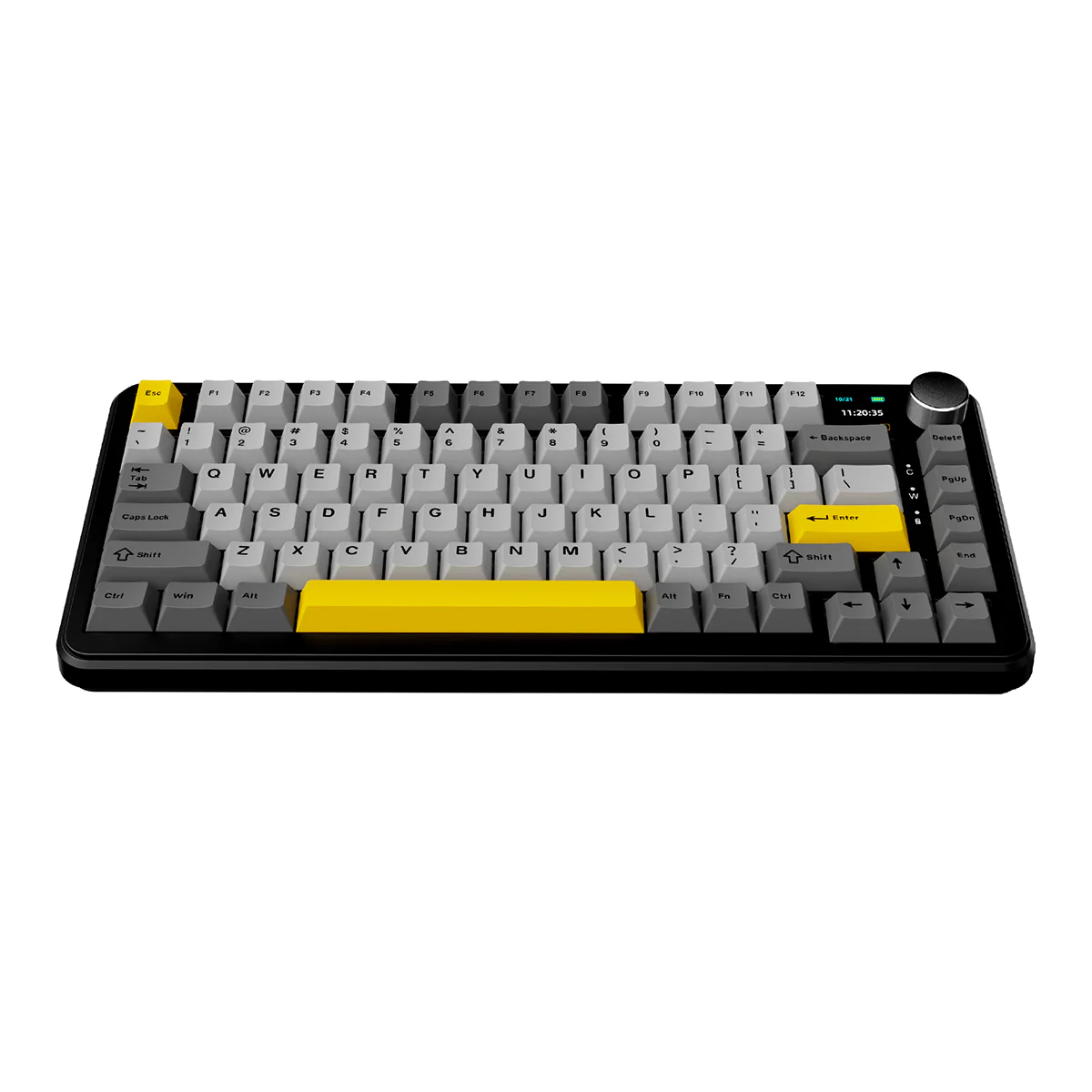 Ajazz AK820 Max RGB Tri-Mode 75% 81-Keys Gasket-mounted Hot Swappable Mechanical Keyboard with 1.14" TFT Display Screen & Knob (Black/Grey/Yellow) (Magnetic Switch) - Image 5