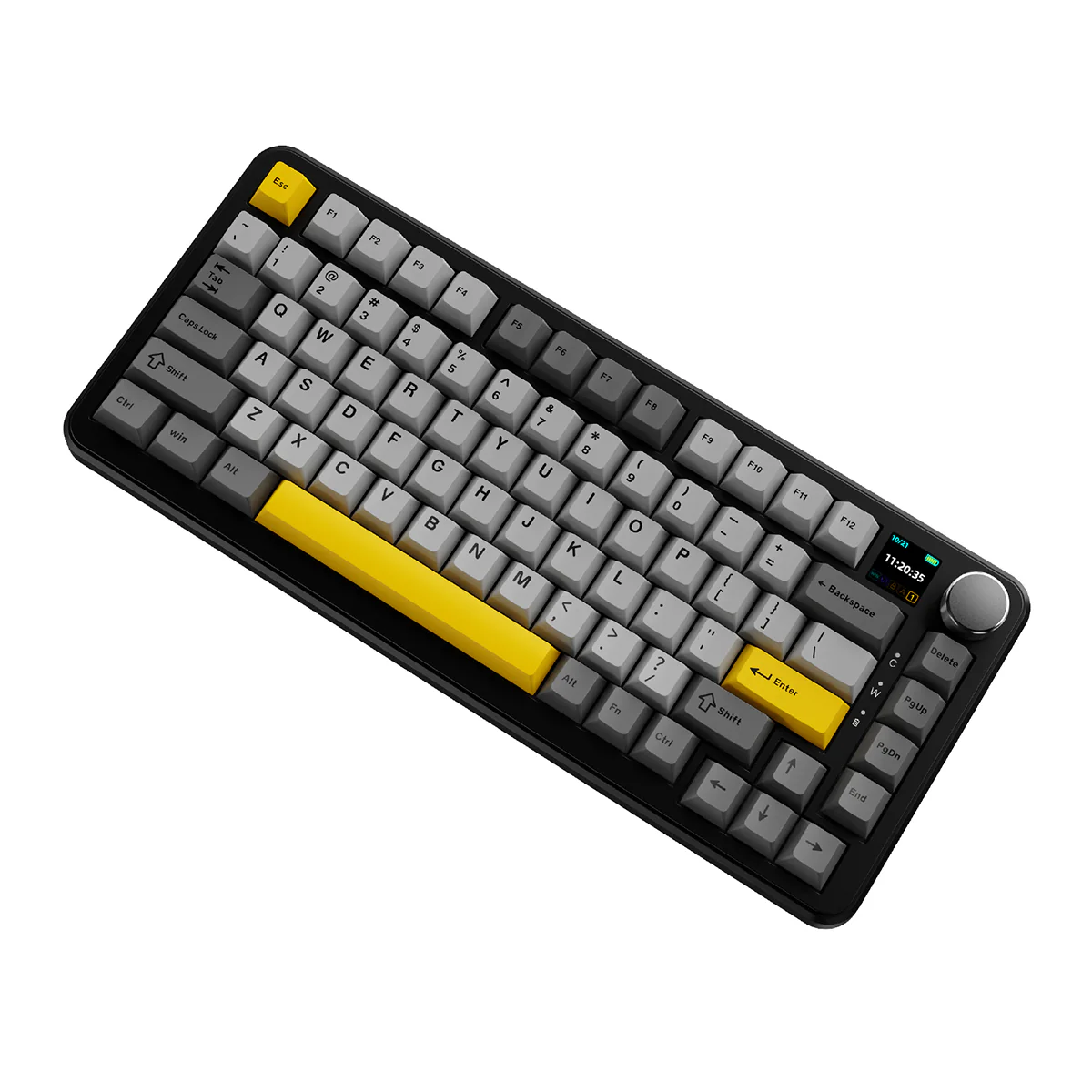 Ajazz AK820 Max RGB Tri-Mode 75% 81-Keys Gasket-mounted Hot Swappable Mechanical Keyboard with 1.14" TFT Display Screen & Knob (Black/Grey/Yellow) (Magnetic Switch) - Image 6