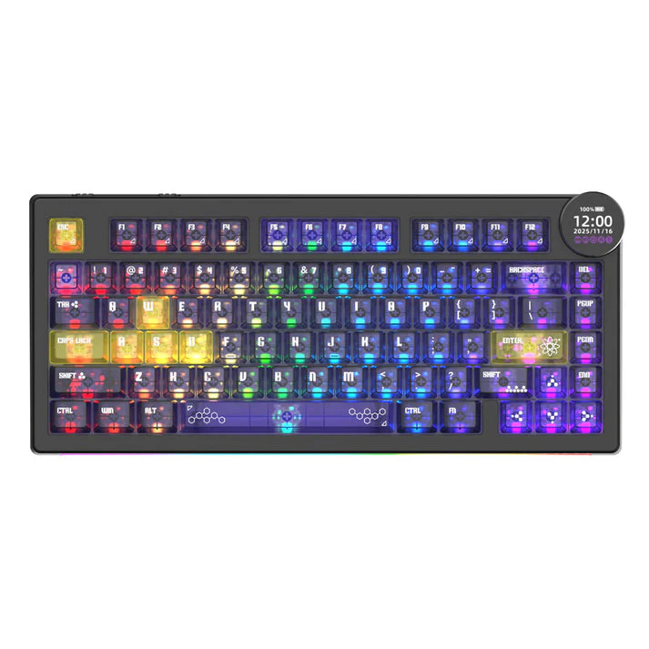 Ajazz AK820 V2 Pro RGB Tri-Mode Mechanical Keyboard (Transparent Purple-Yellow-Dark Purple) (Lychee Switch) - Image 2