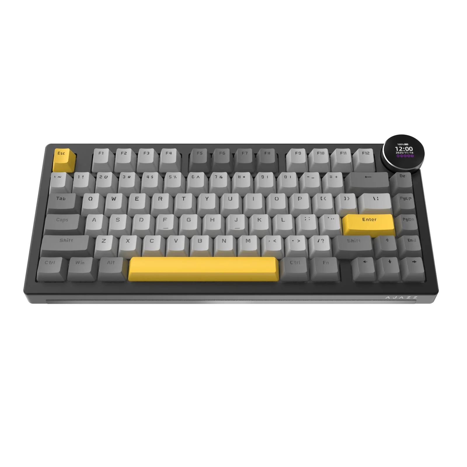 Ajazz AK820 V2 RGB Tri-Mode Mechanical Keyboard (Black/Grey/Yellow) (White Peach Switch) - Image 4