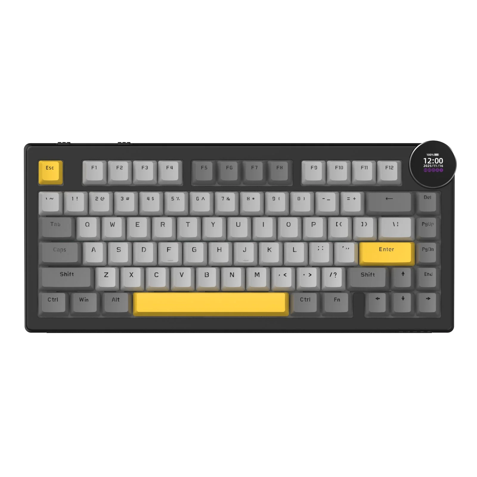 Ajazz AK820 V2 RGB Tri-Mode Mechanical Keyboard (Black/Grey/Yellow) (White Peach Switch) - Image 5