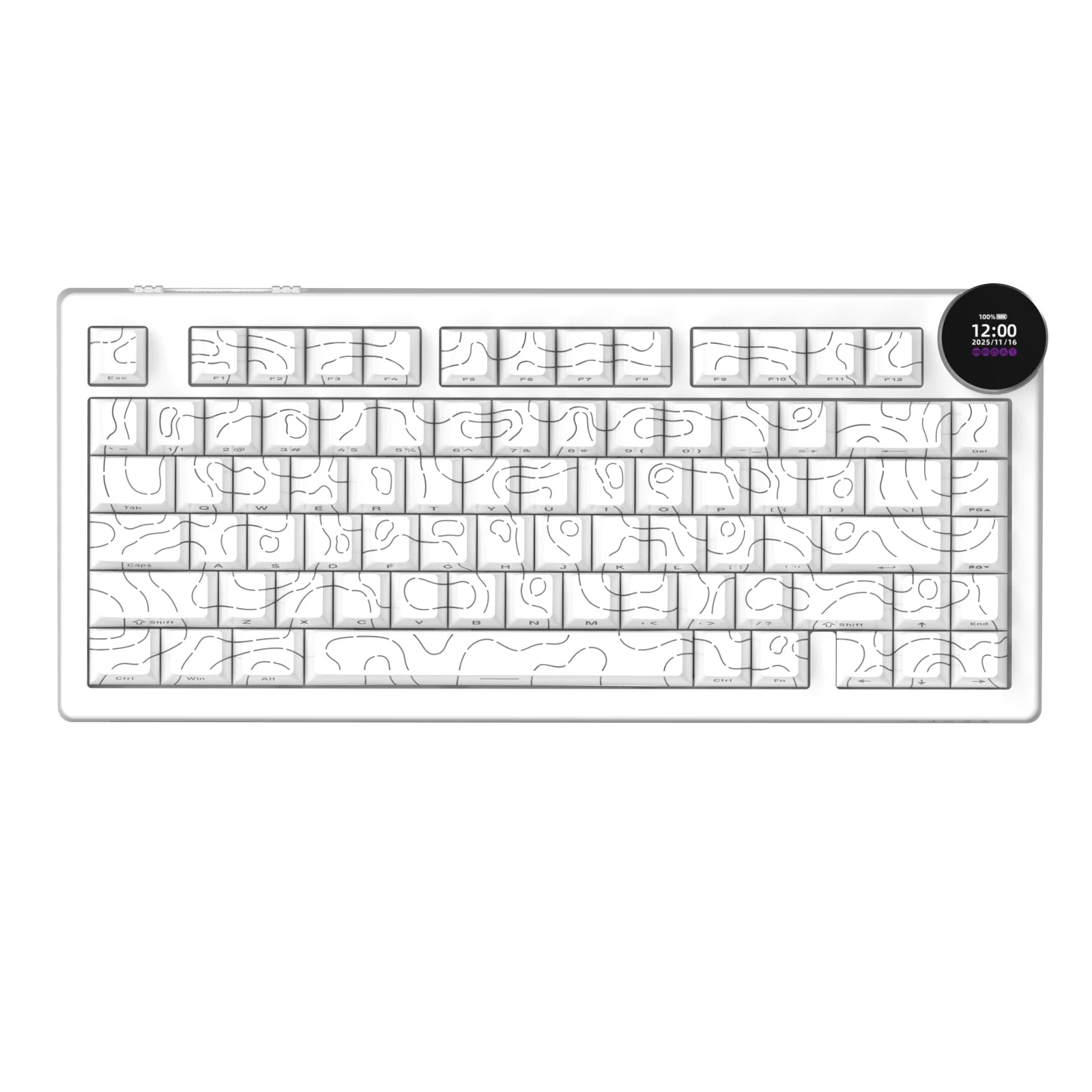 Ajazz AK820 V2 RGB Tri-Mode Mechanical Keyboard (Contour Lines White) (White Peach Switch) - Image 6