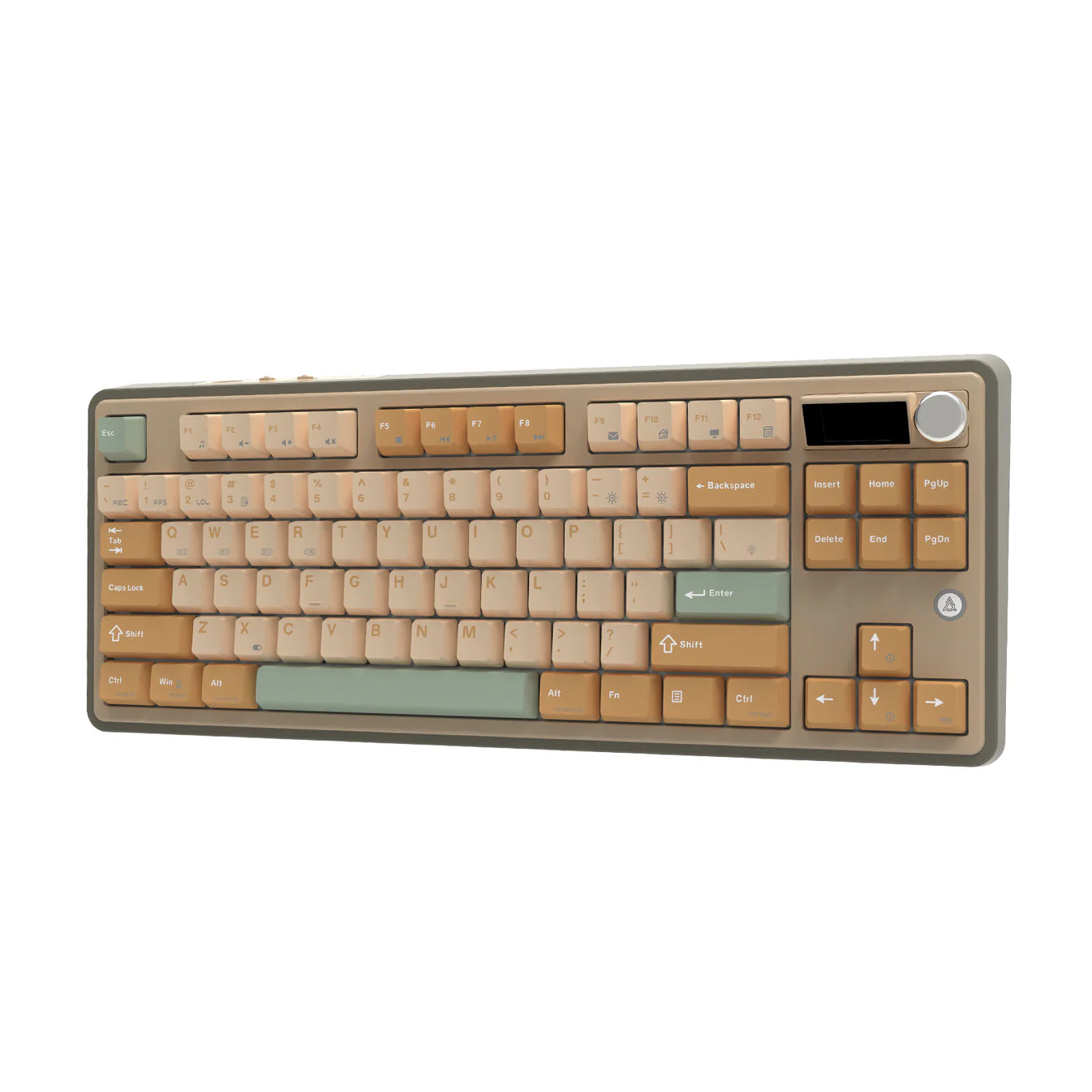 Ajazz AK870 RGB Tri-Mode 87-Keys TKL Gasket-mounted Hot Swappable Mechanical Keyboard with 1.14" TFT Display Screen & Knob (Yellow/White/Green) (Jasmine Switch) - Image 3