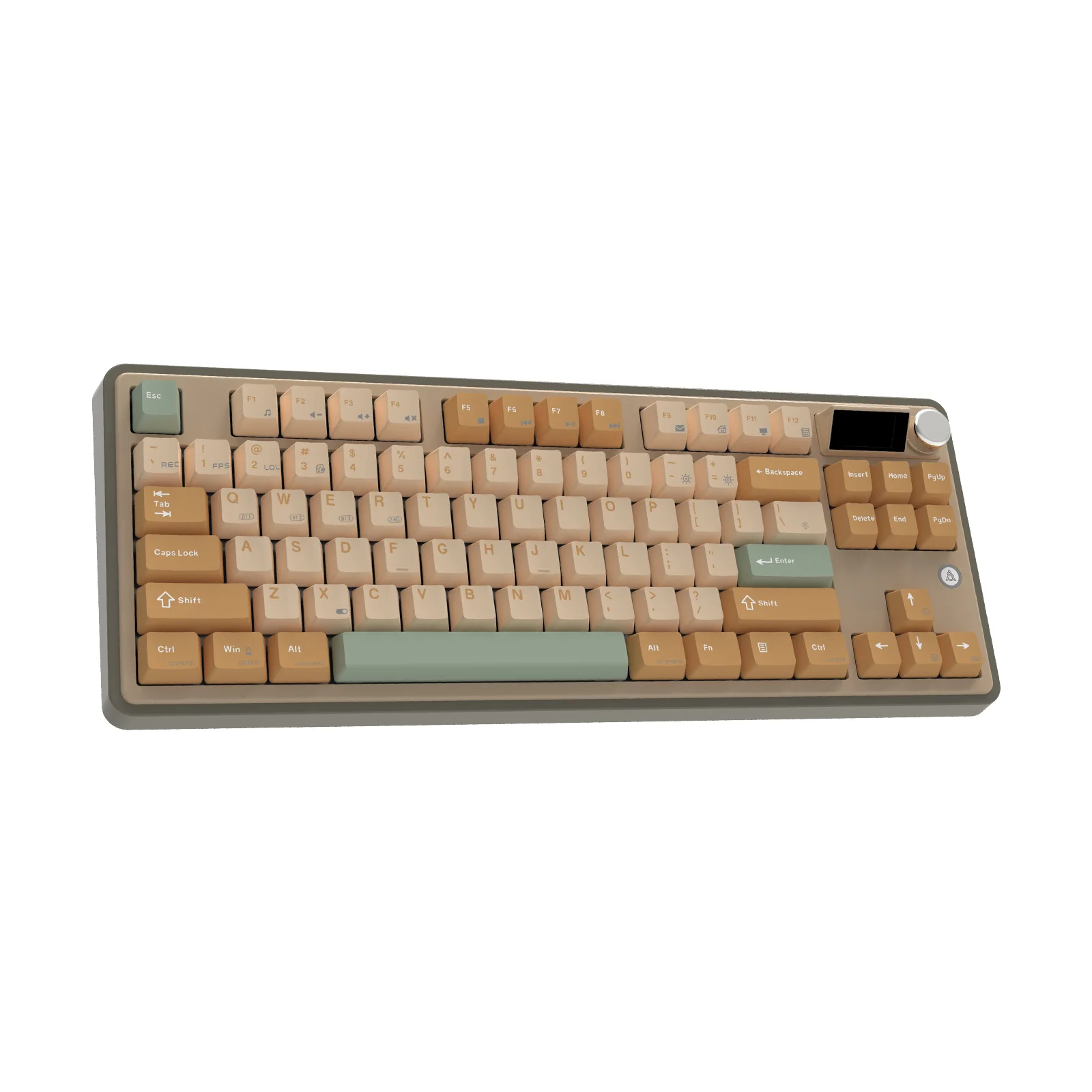 Ajazz AK870 RGB Tri-Mode 87-Keys TKL Gasket-mounted Hot Swappable Mechanical Keyboard with 1.14" TFT Display Screen & Knob (Yellow/White/Green) (Jasmine Switch) - Image 6