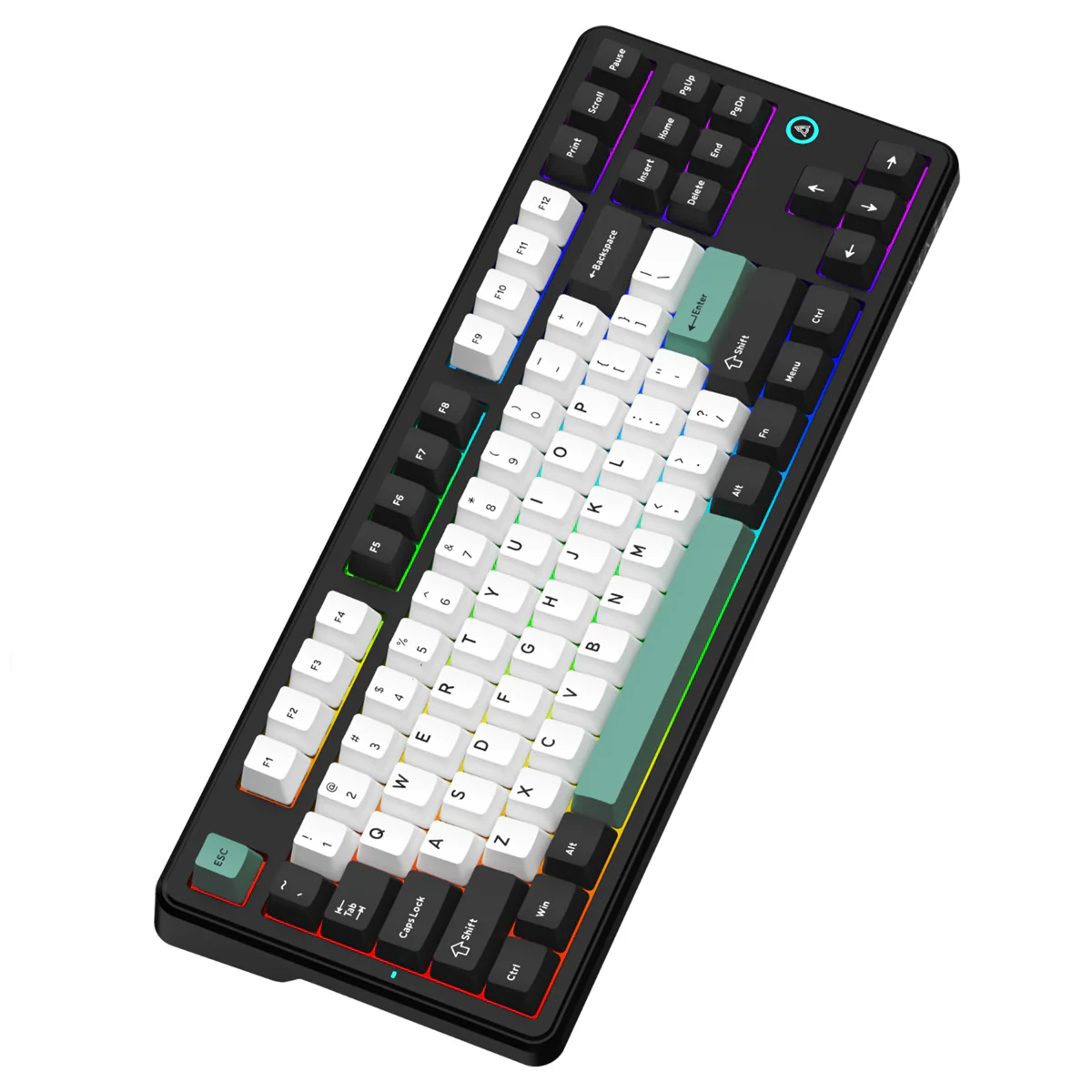 Ajazz AK870 V2 RGB Tri-Mode 87-Keys TKL Gasket-mounted Hot Swappable Mechanical Keyboard (Black/White/Blue) (Day Dream Switch) - Image 4